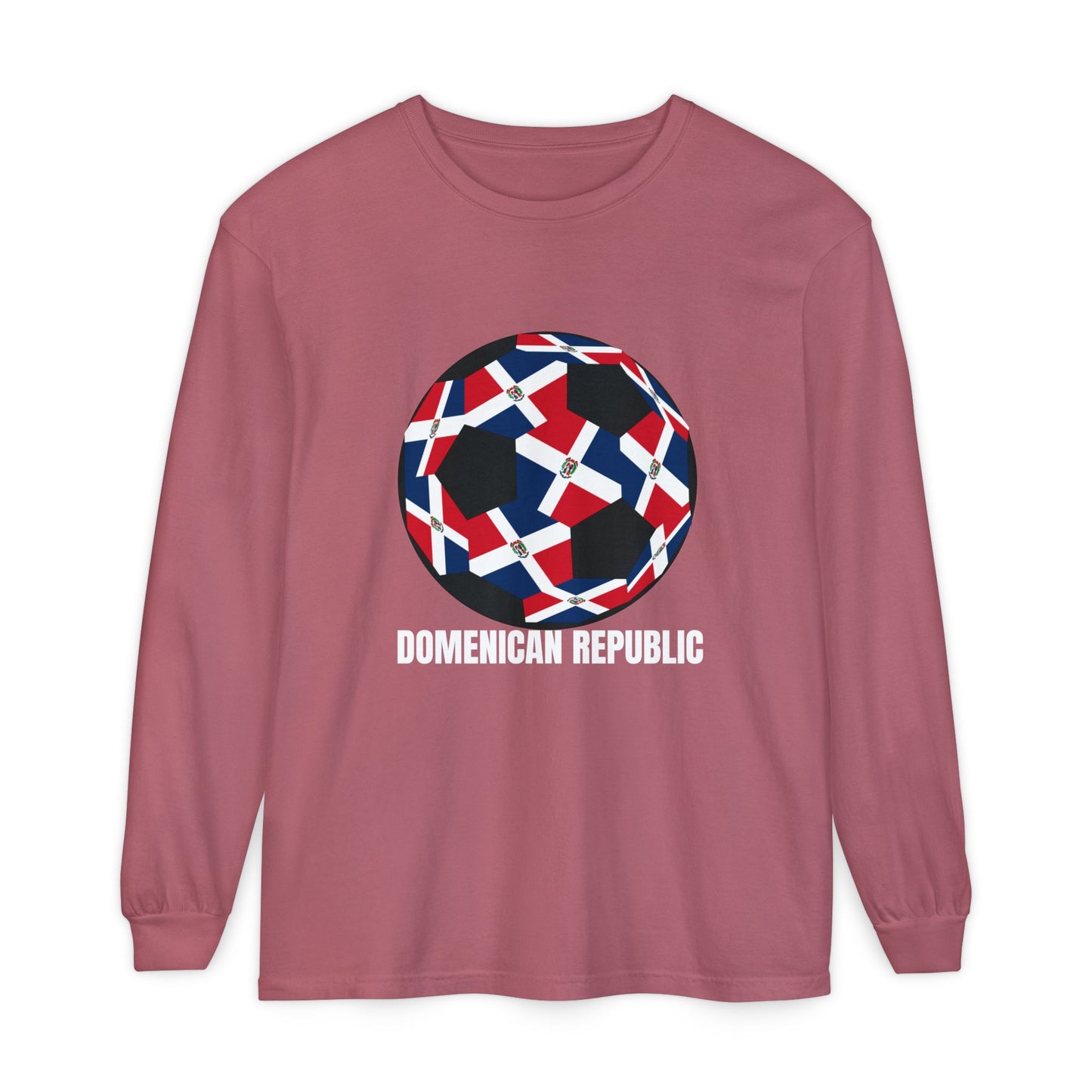Domenican Republic Fan Specialty Soccer Ball Design Long Sleeve Tee