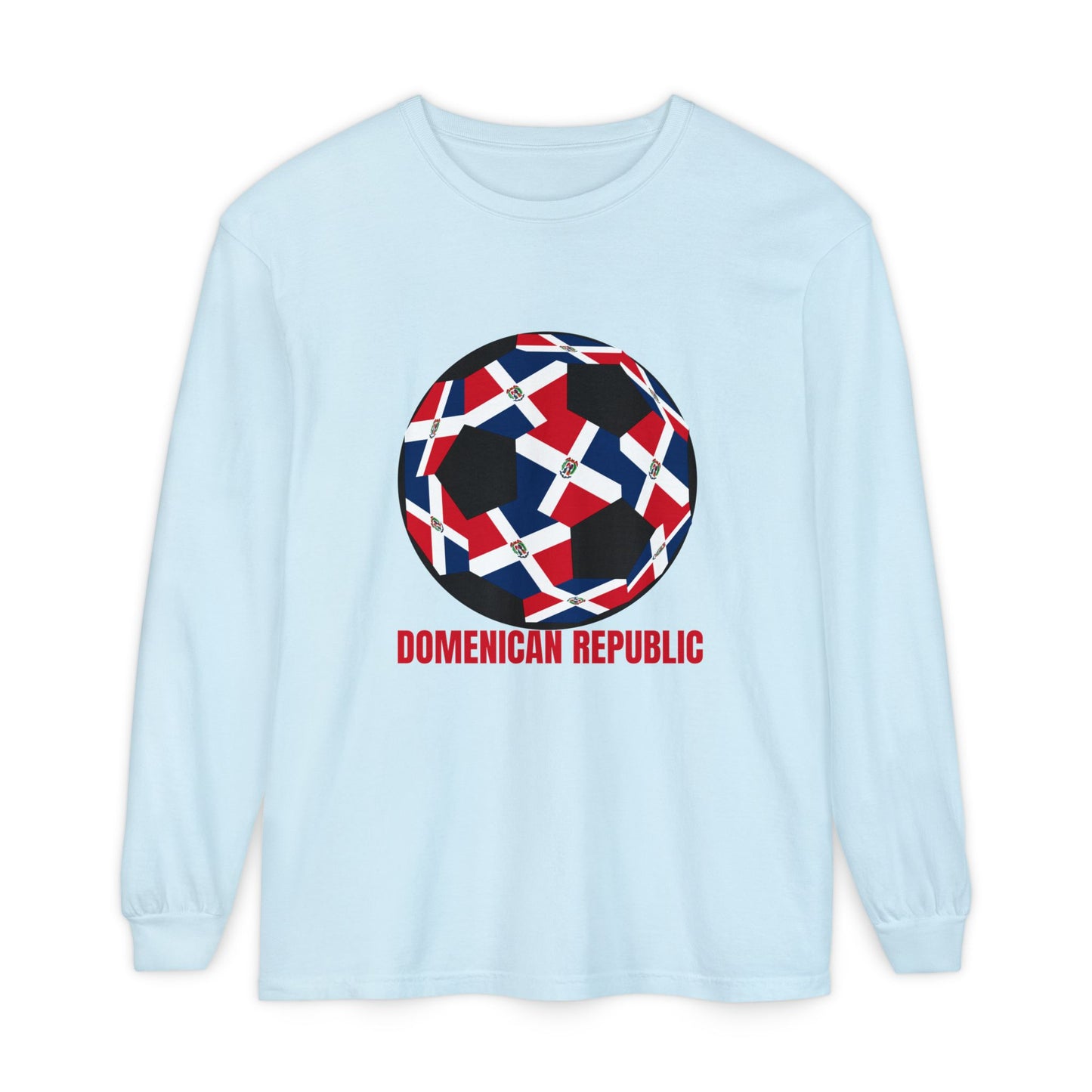 Domenican Republic Fan Specialty Soccer Ball Design Long Sleeve Tee