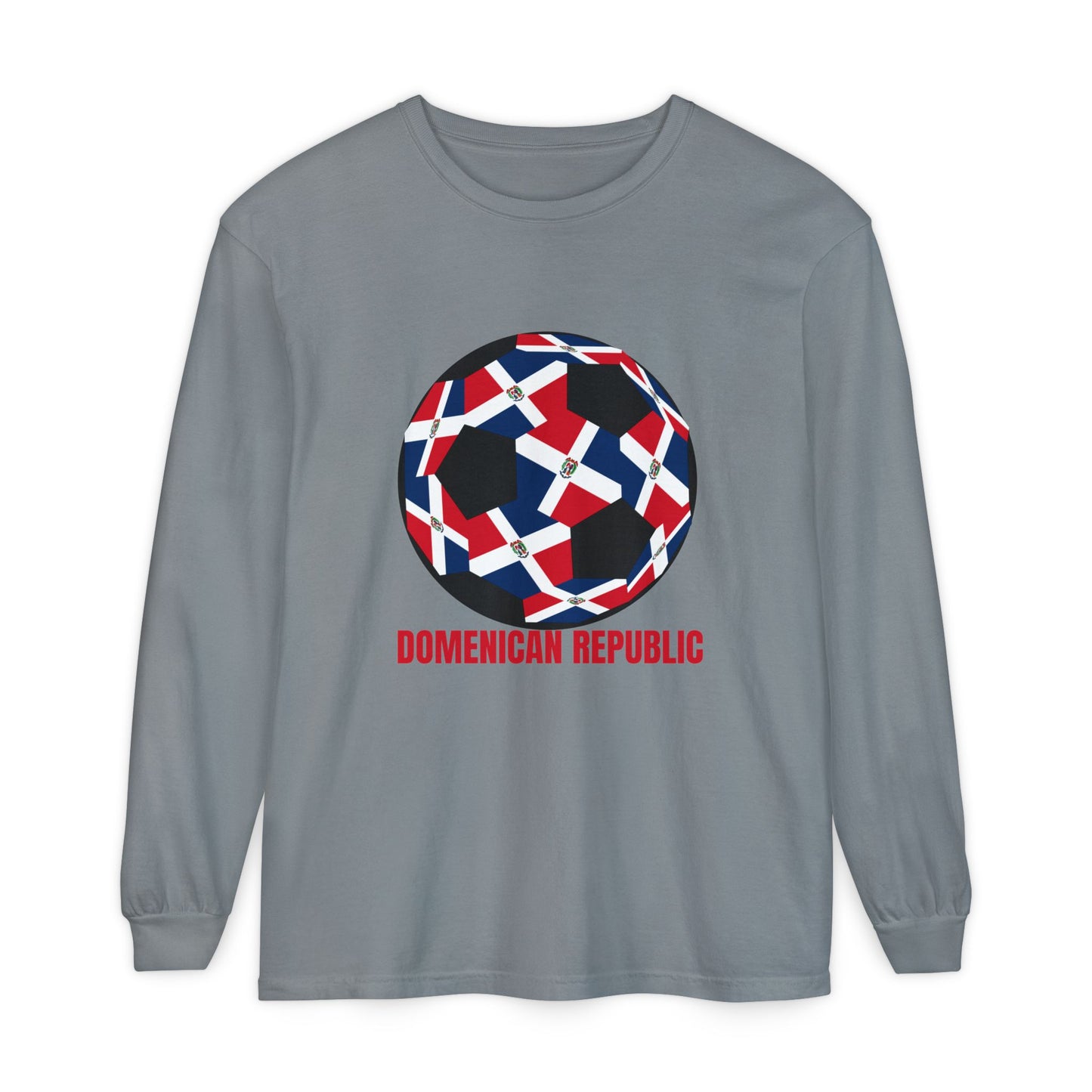 Domenican Republic Fan Specialty Soccer Ball Design Long Sleeve Tee