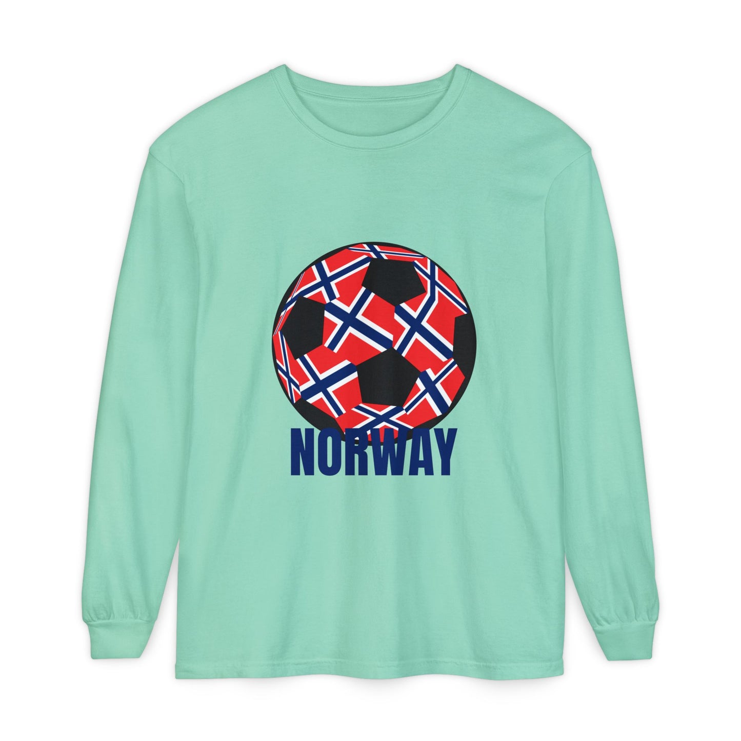 Norway Fan Specialty Soccer Ball Design T ShirtLong Sleeve Tee Blue Print