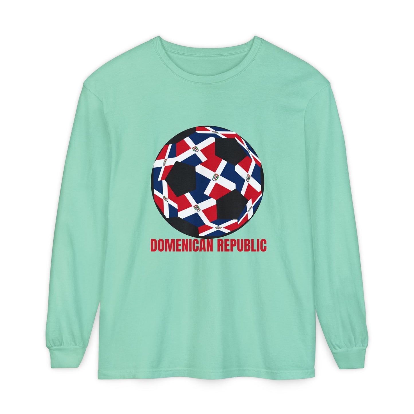 Domenican Republic Fan Specialty Soccer Ball Design Long Sleeve Tee
