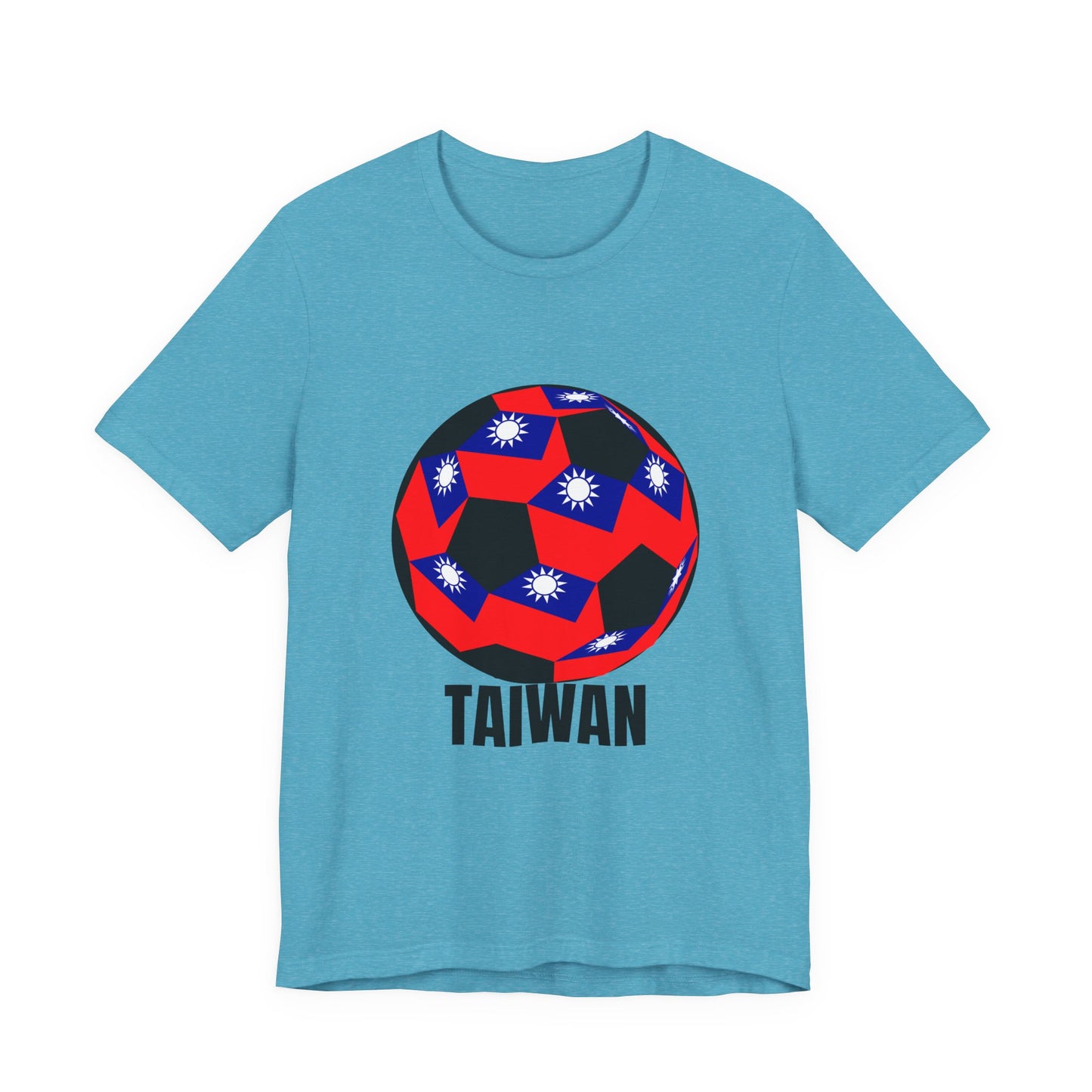 Taiwan Flag Soccer Ball T‑Shirt Black Text