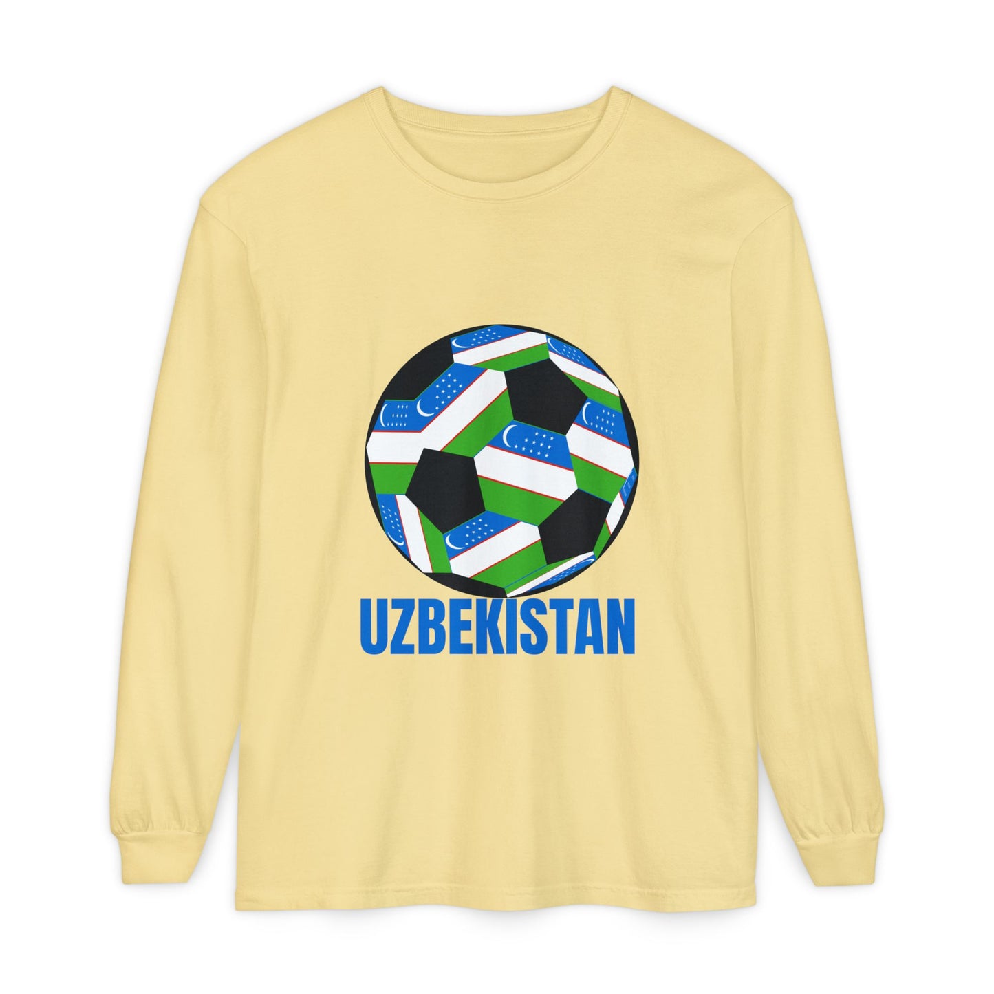 Uzbekistan Fan Specialty Soccer Ball Design Long Sleeve Shirt