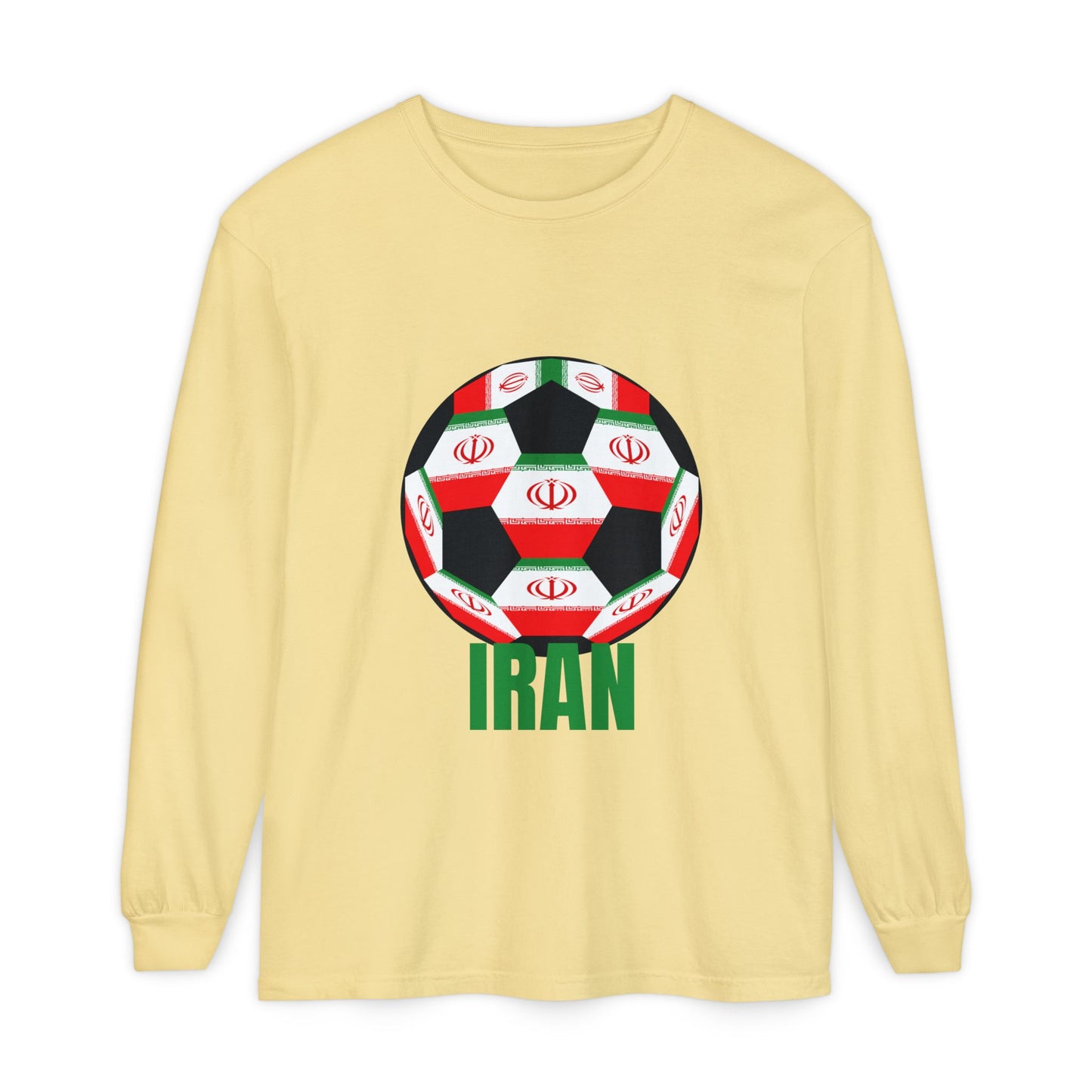 Iran Fan Specialty Soccer Ball Design Long Sleeve Tee