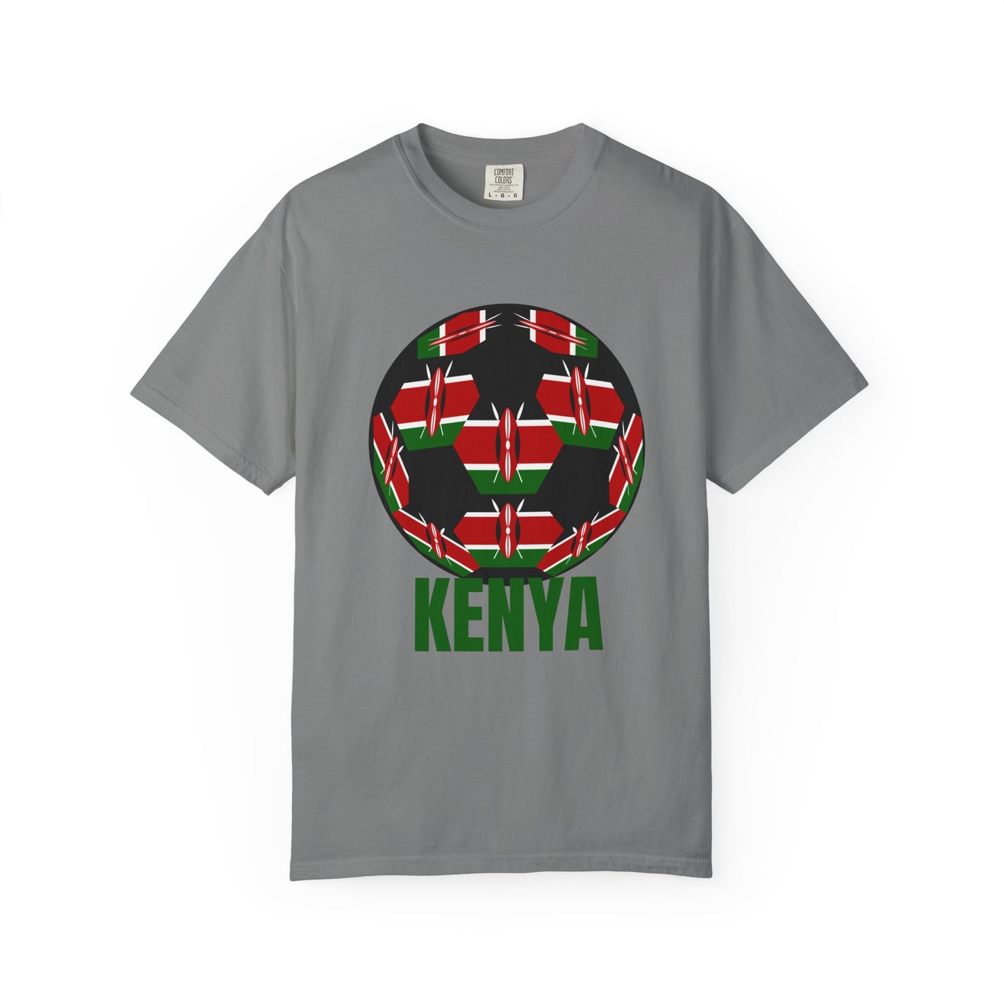 Kenya Fan Specialty Soccer Ball Design T Shirt Green Print