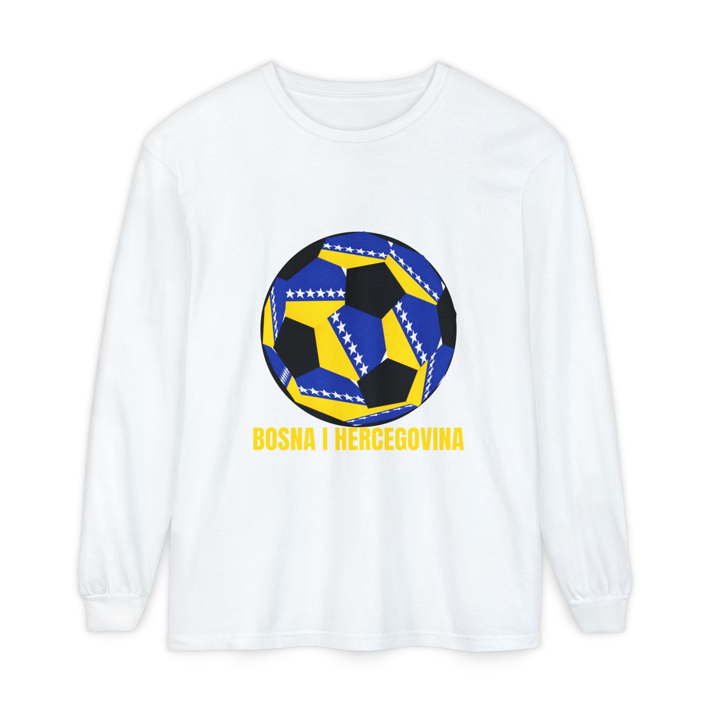 Bosnia Herzegovina Fan Specialty Soccer Ball Design  Long Sleeve Tee