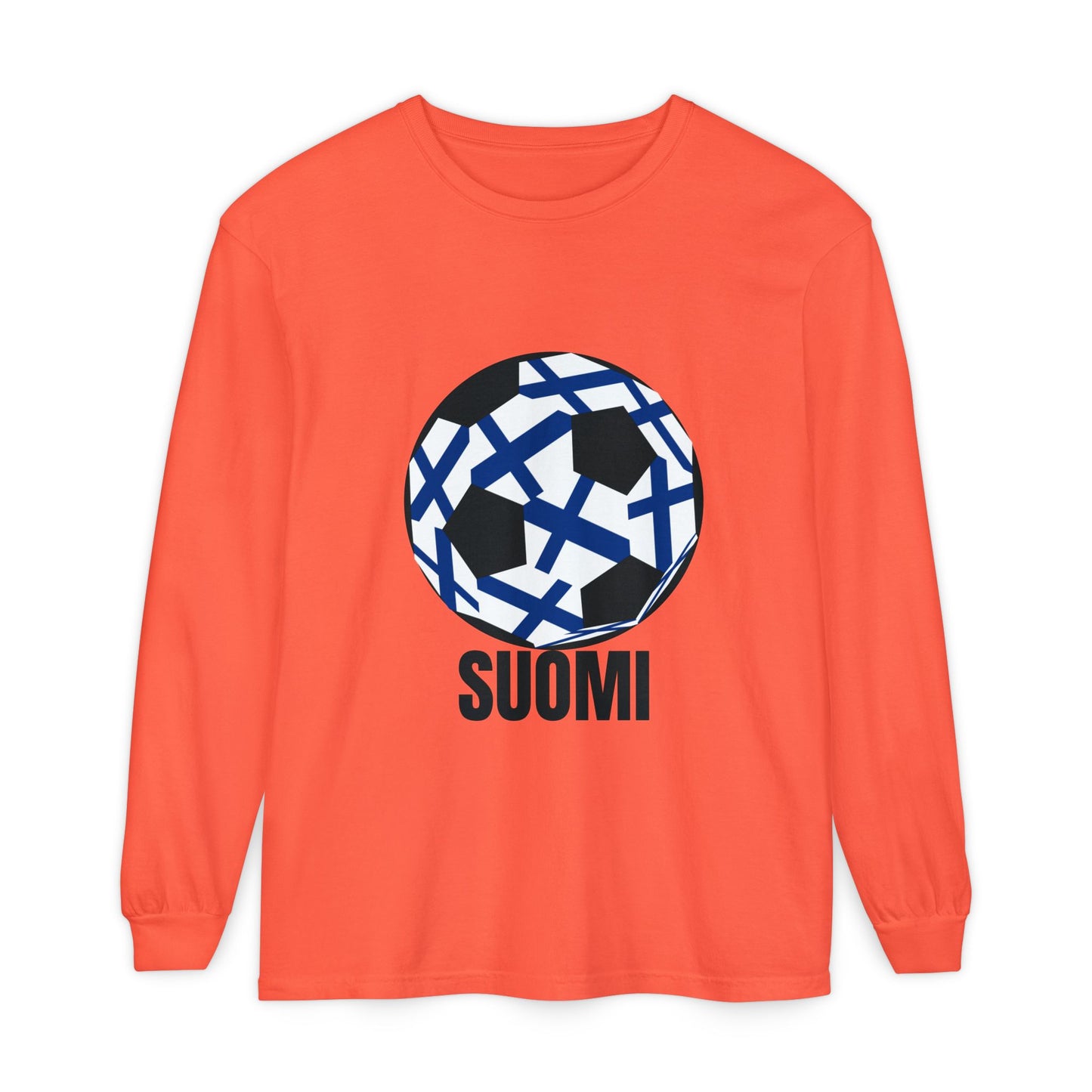 Finland Fan Specialty Soccer Ball Design Long Sleeve T-Shirt