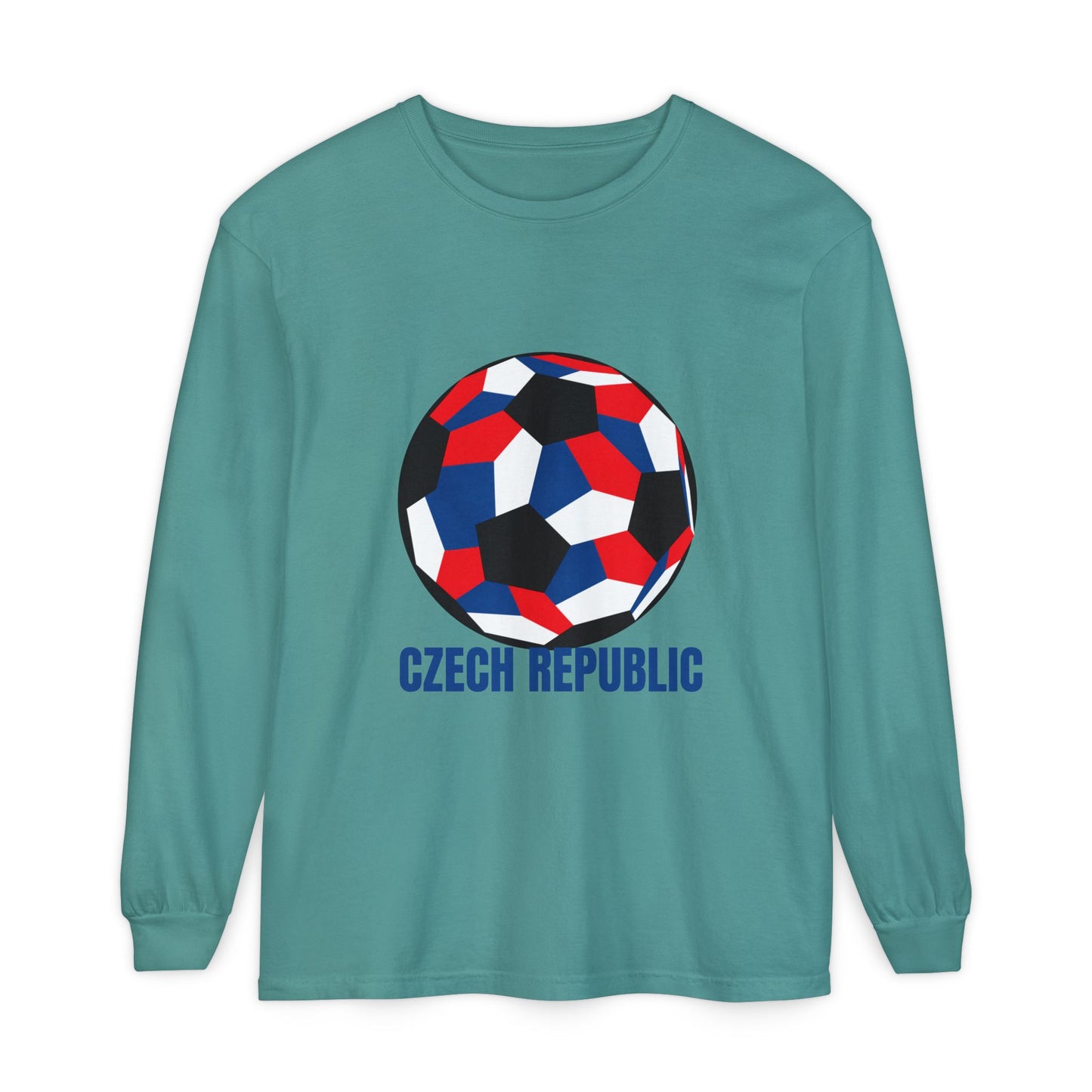 Czech Republic Fan Specialty Soccer Ball Design Long Sleeve T-Shirt