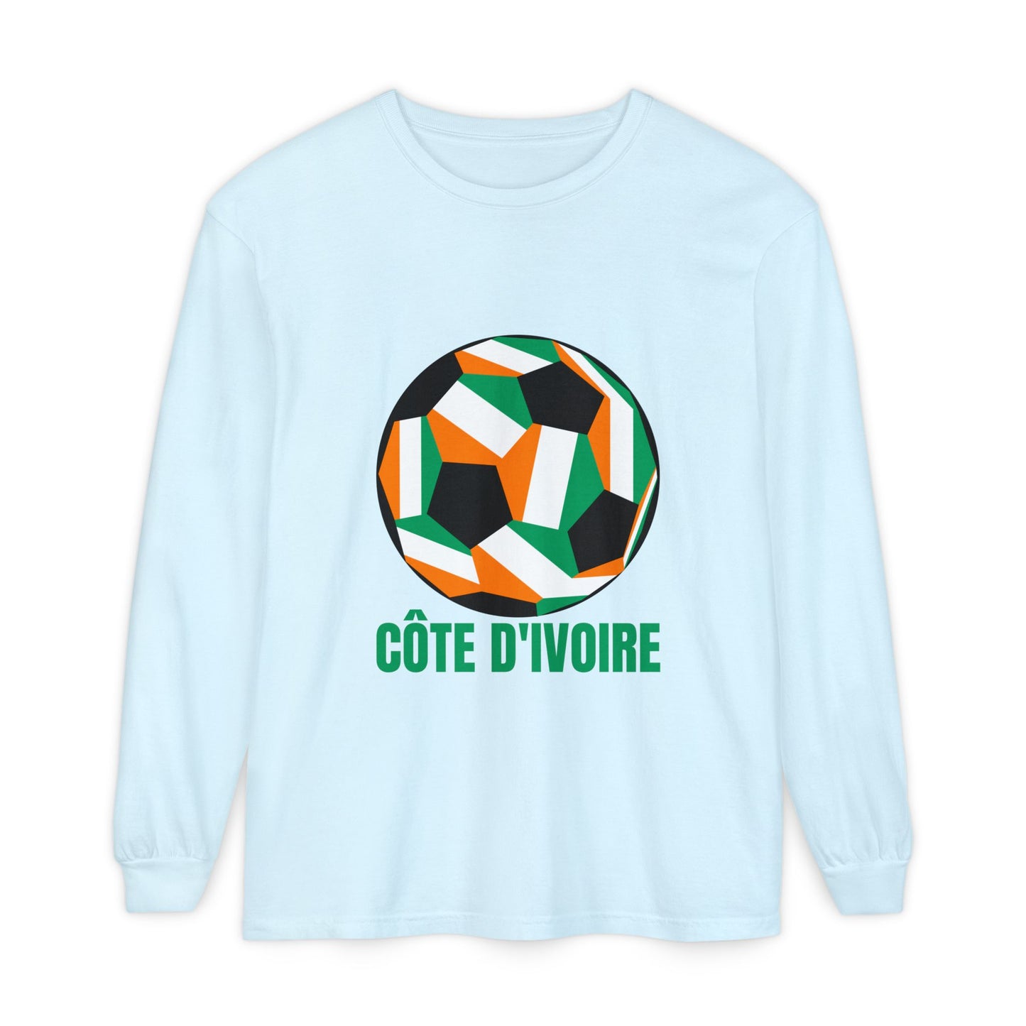 Cote D Ivoire Fan Specialty Soccer Ball Design  Long Sleeve Tee