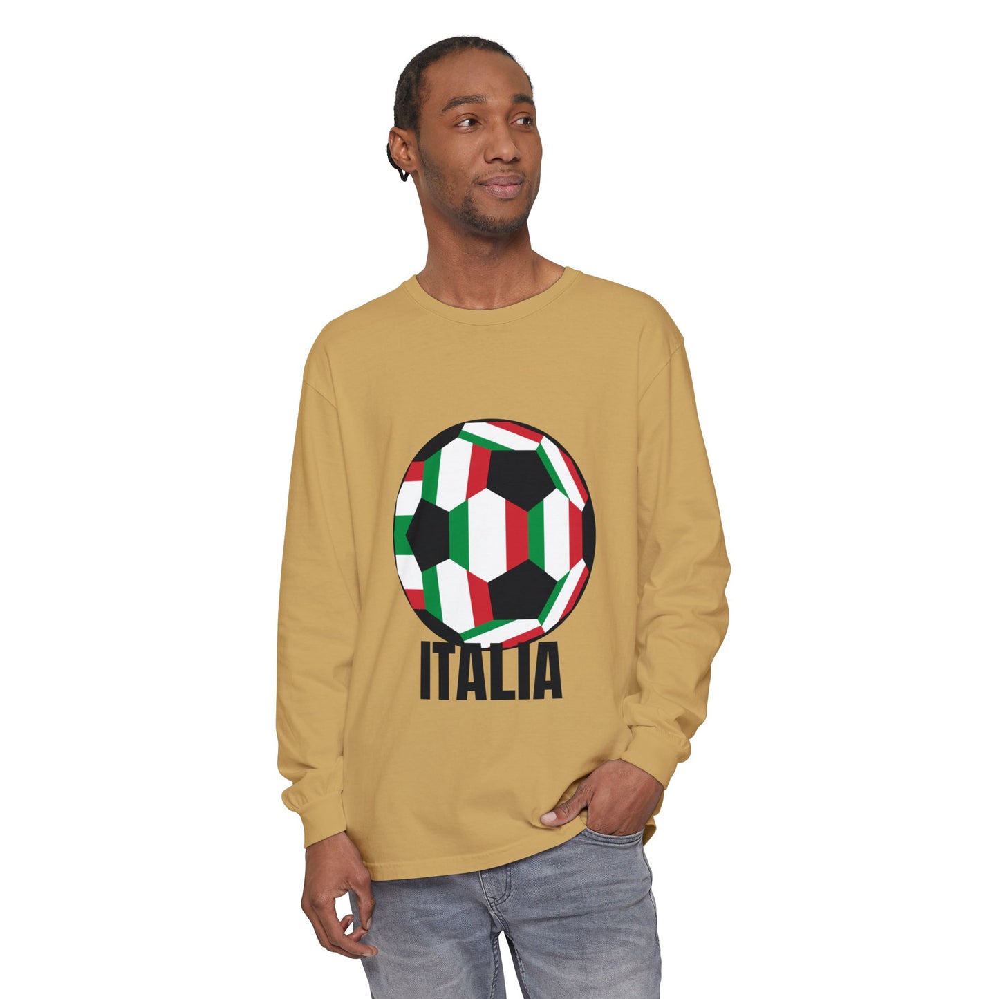Italia Fan Specialty Soccer Ball Design Long Sleeve Tee