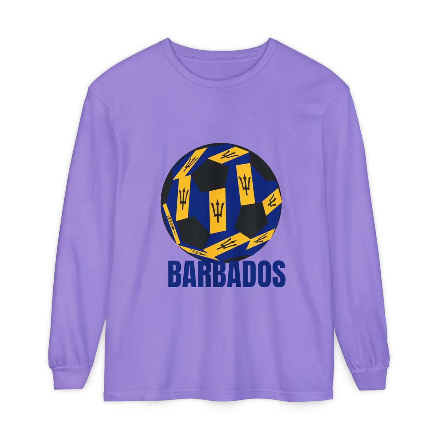 Barbados Fan Specialty Soccer Ball Design Long Sleeve Tee