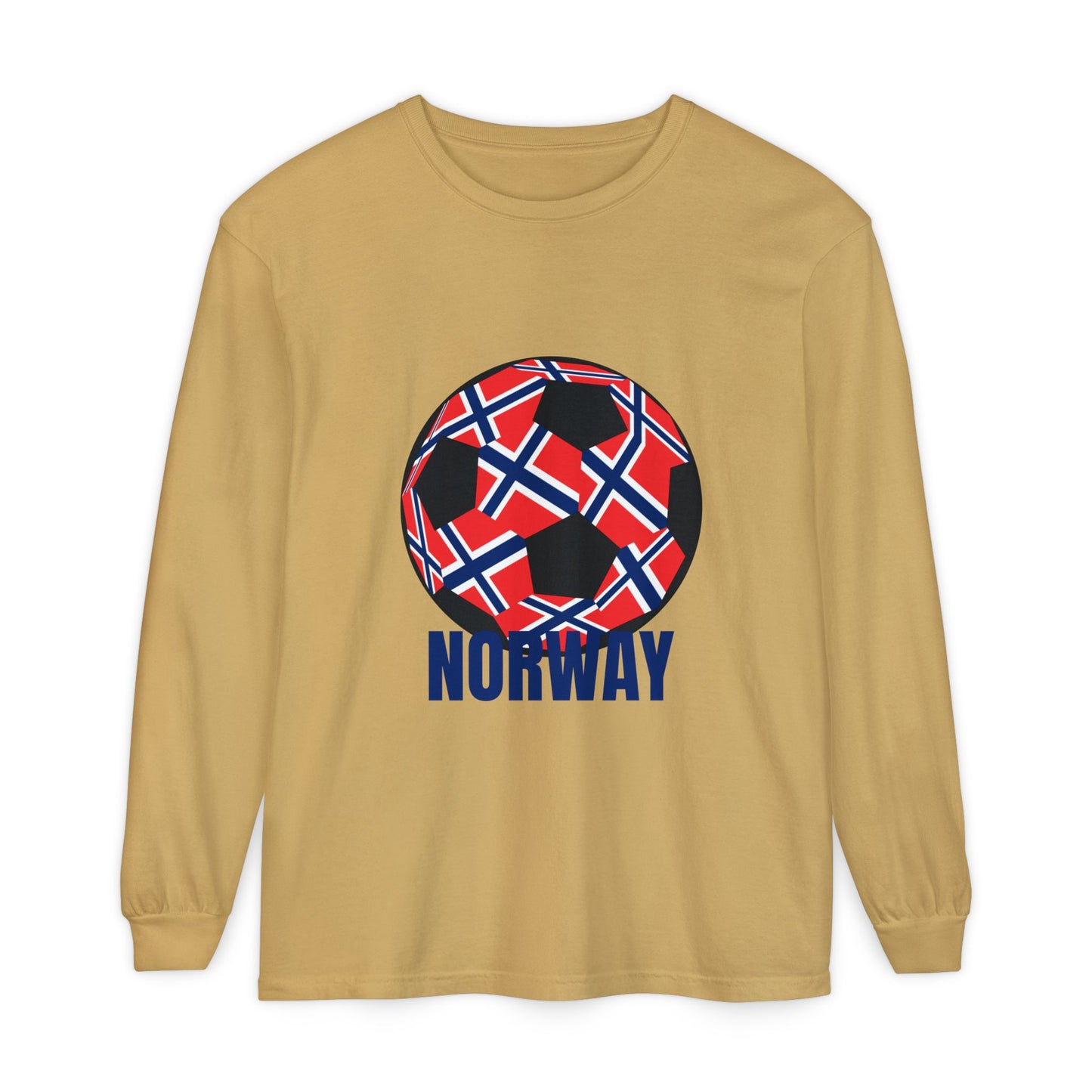 Norway Fan Specialty Soccer Ball Design T ShirtLong Sleeve Tee Blue Print