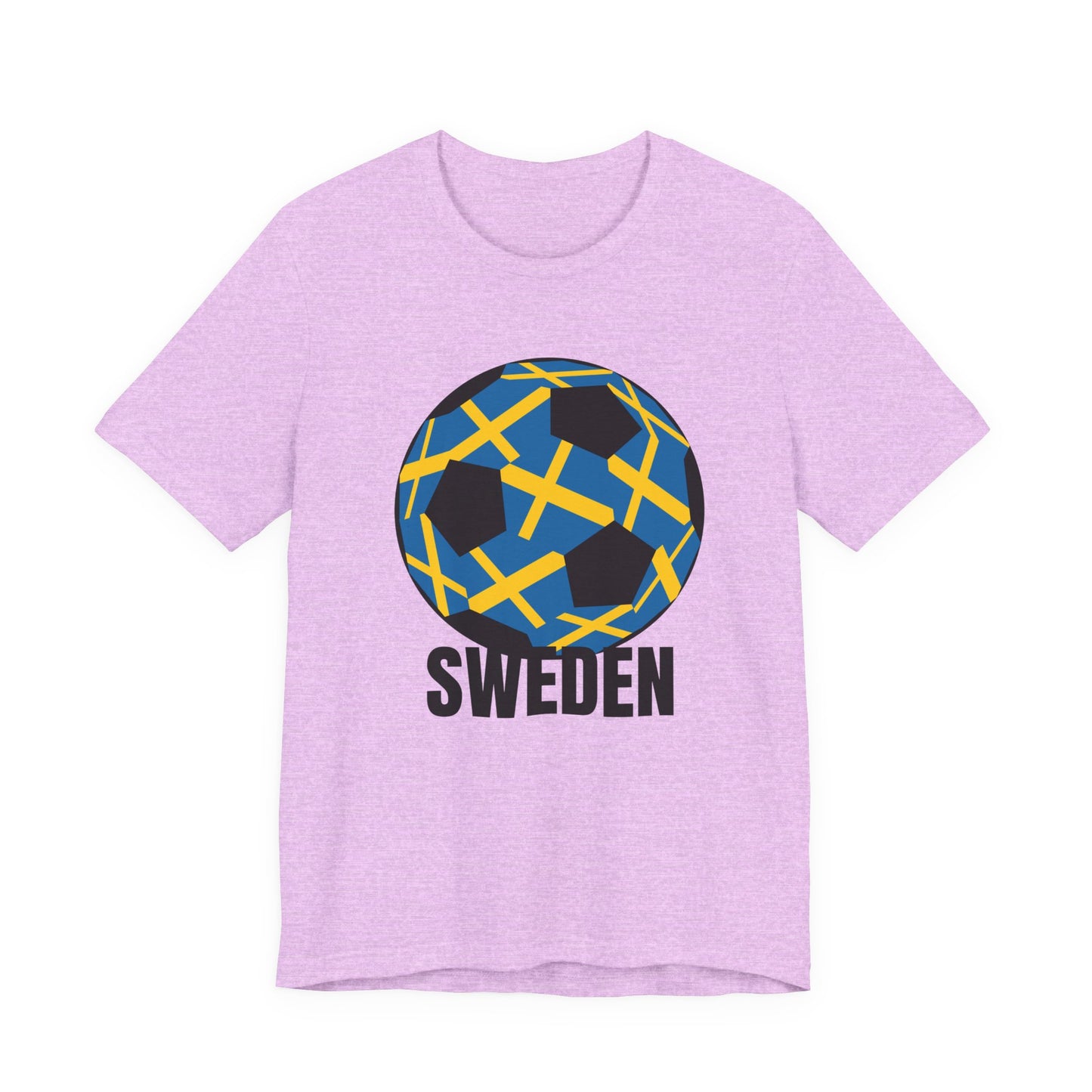Sweden Fan Specialty Soccer Ball Design T Shirt Black Text