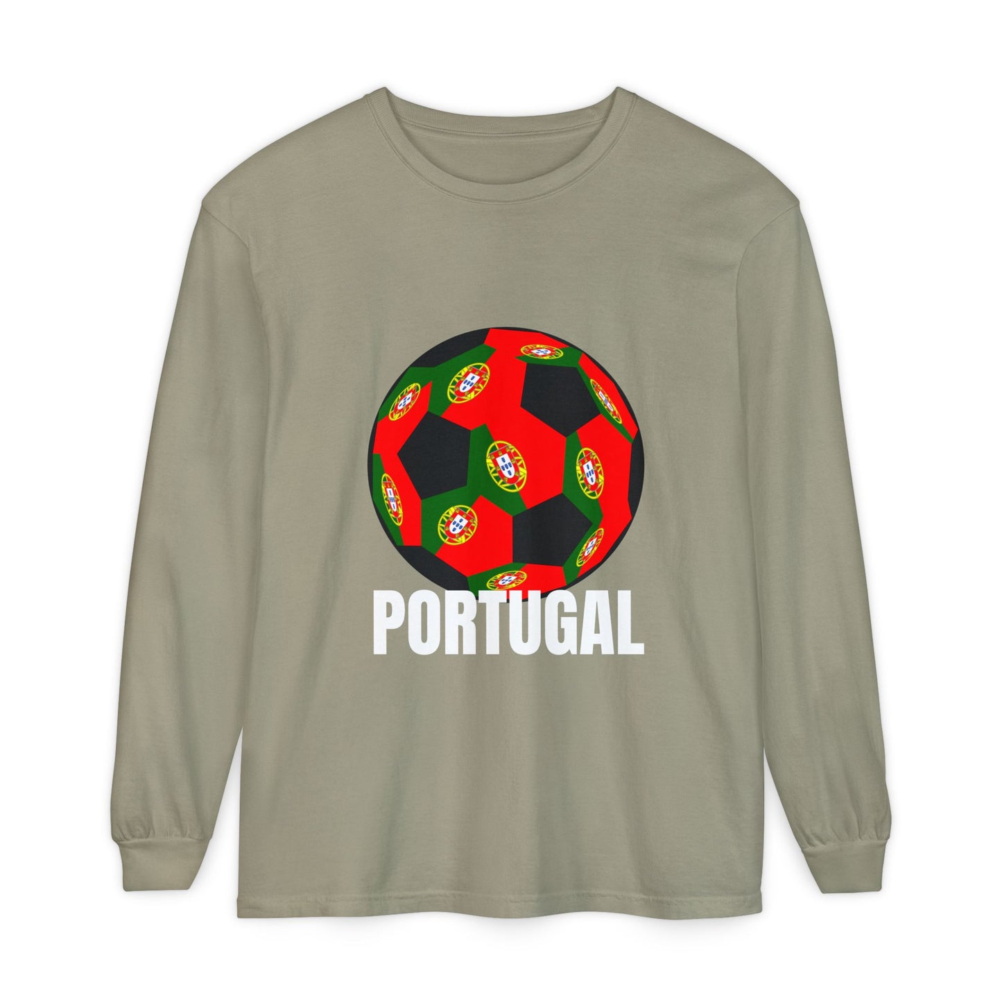 Portugal Fan Specialty Soccer Ball Design Long Sleeve Tee