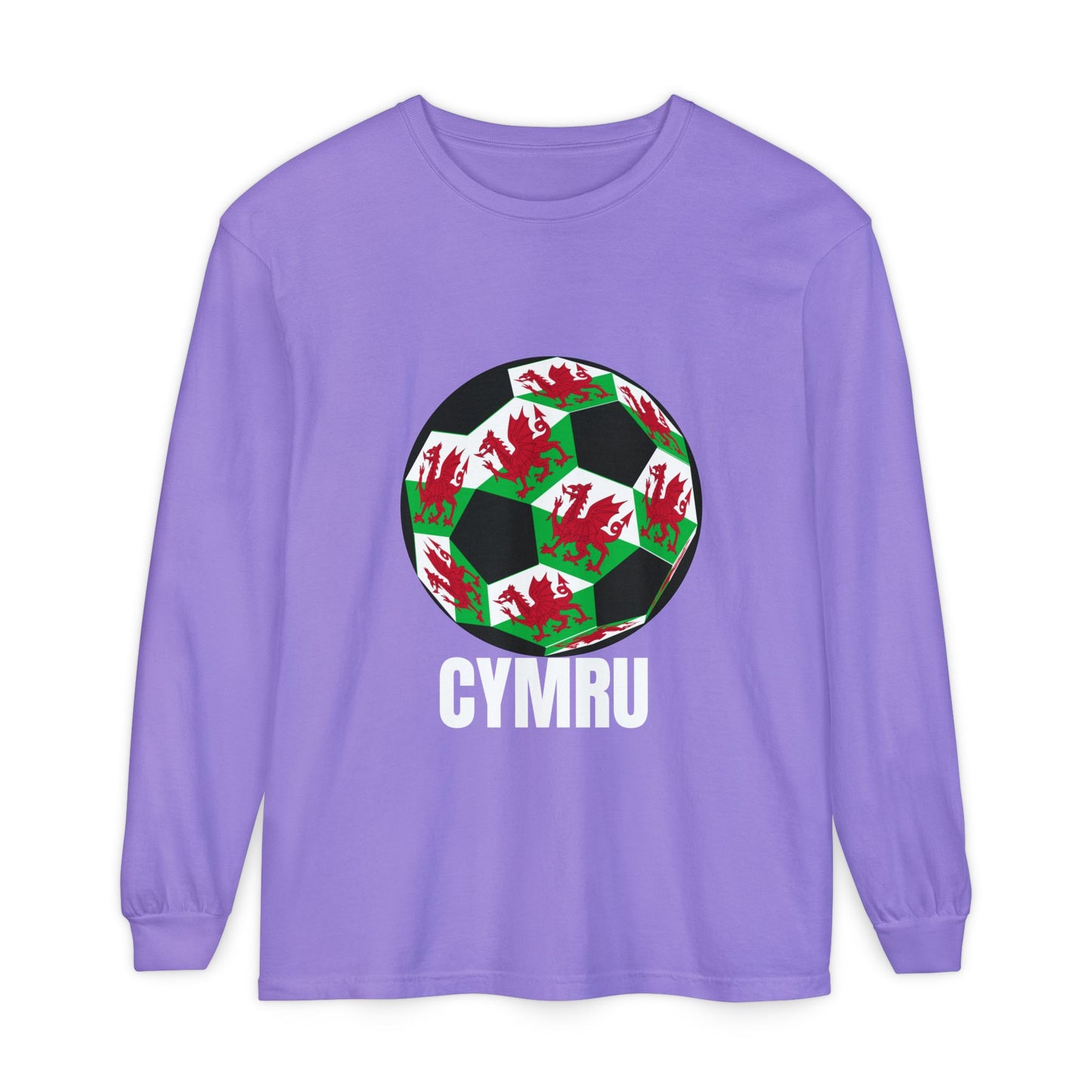Cymru Fan Specialty Soccer Ball Design Long Sleeve T-Shirt