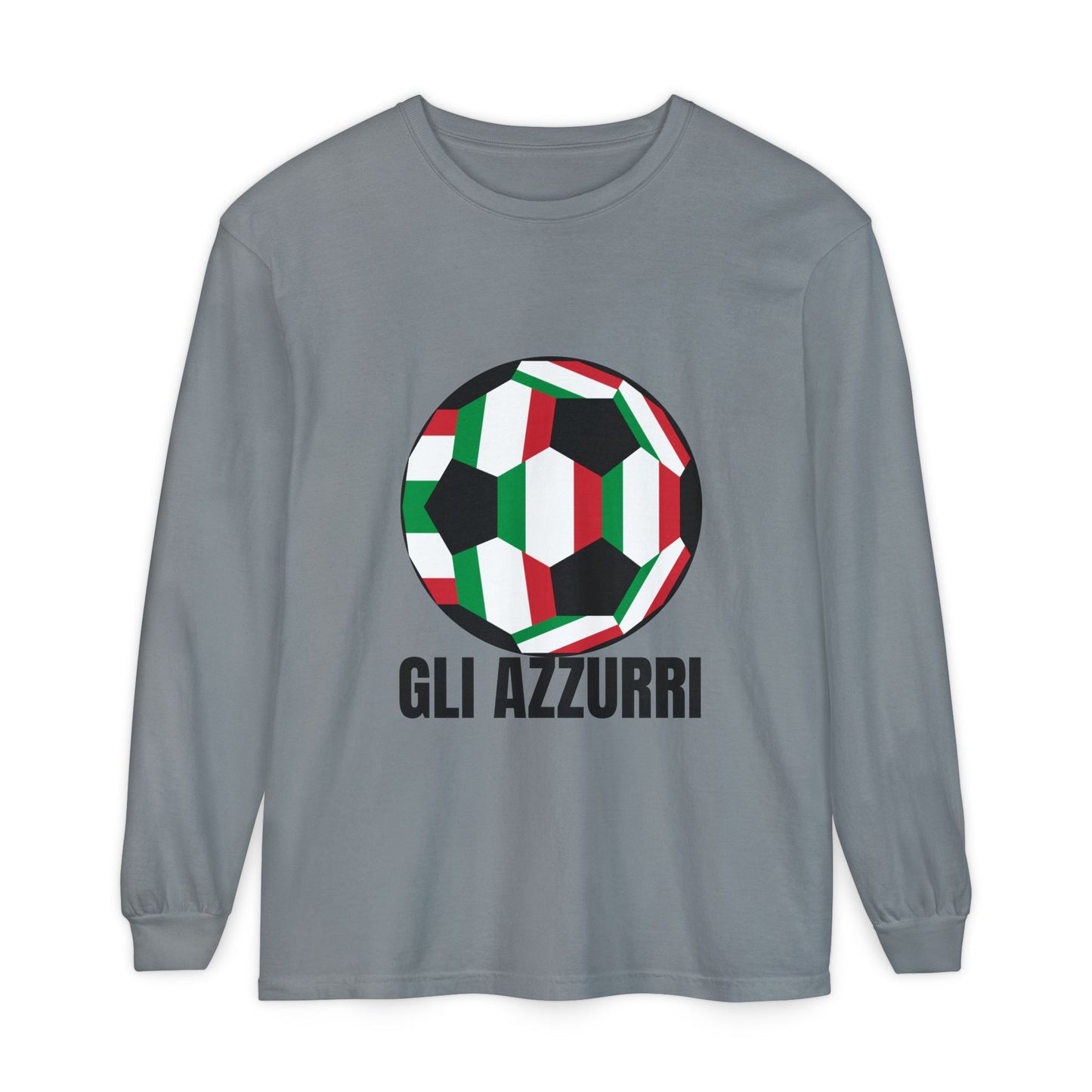 Gli Azzurri Fan Specialty Soccer Ball Design Long Sleeve Tee