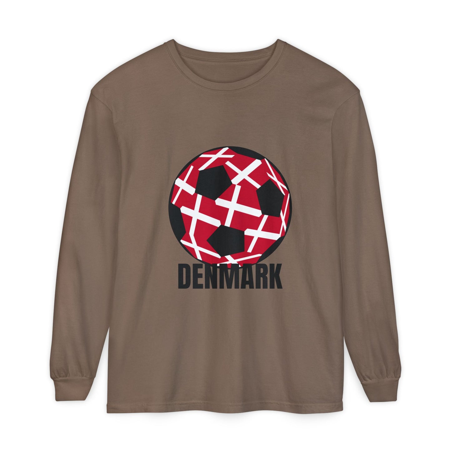 Denmark Fan Specialty Soccer Ball Design Long Sleeve T-Shirt