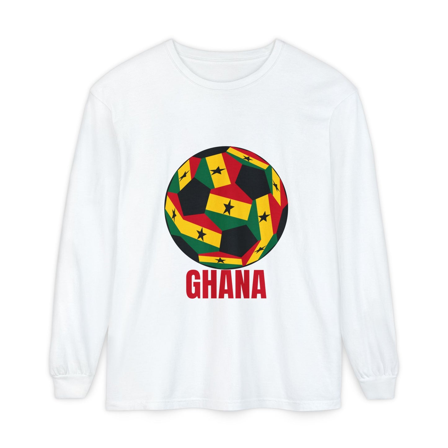 Ghana Fan Specialty Soccer Ball Design Long Sleeve Tee