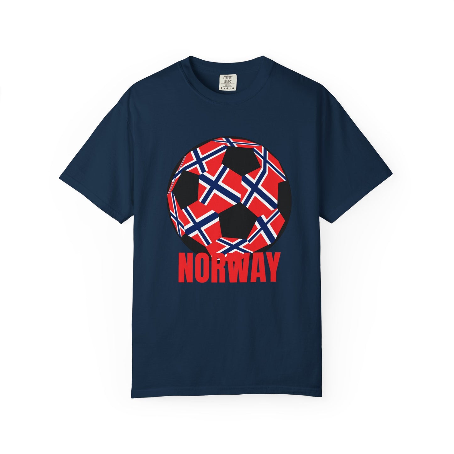 Norway Fan Specialty Soccer Ball Design T Shirt Black Print
