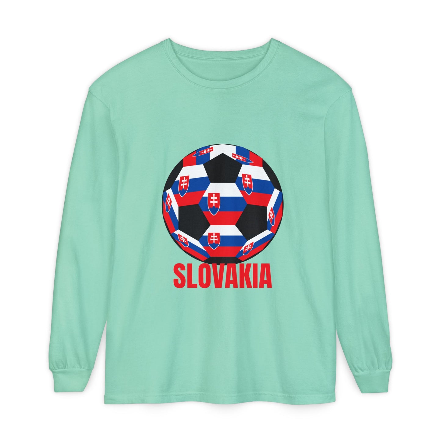 Slovakia Fan Specialty Soccer Ball Design Long Sleeve Tee