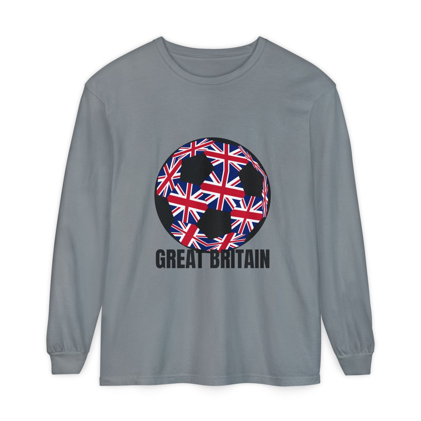 Great Britain Fan Specialty Soccer Ball Design Long Sleeve T-Shirt