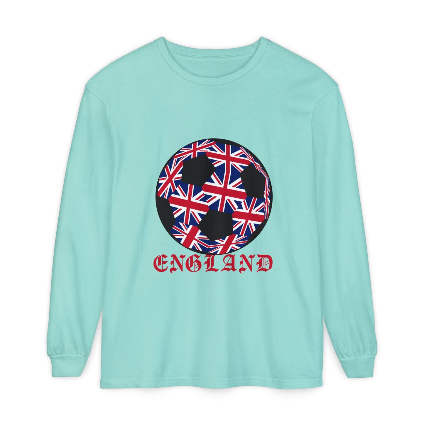 Old English Style Specialty Soccer Ball Design Long Sleeve Tee