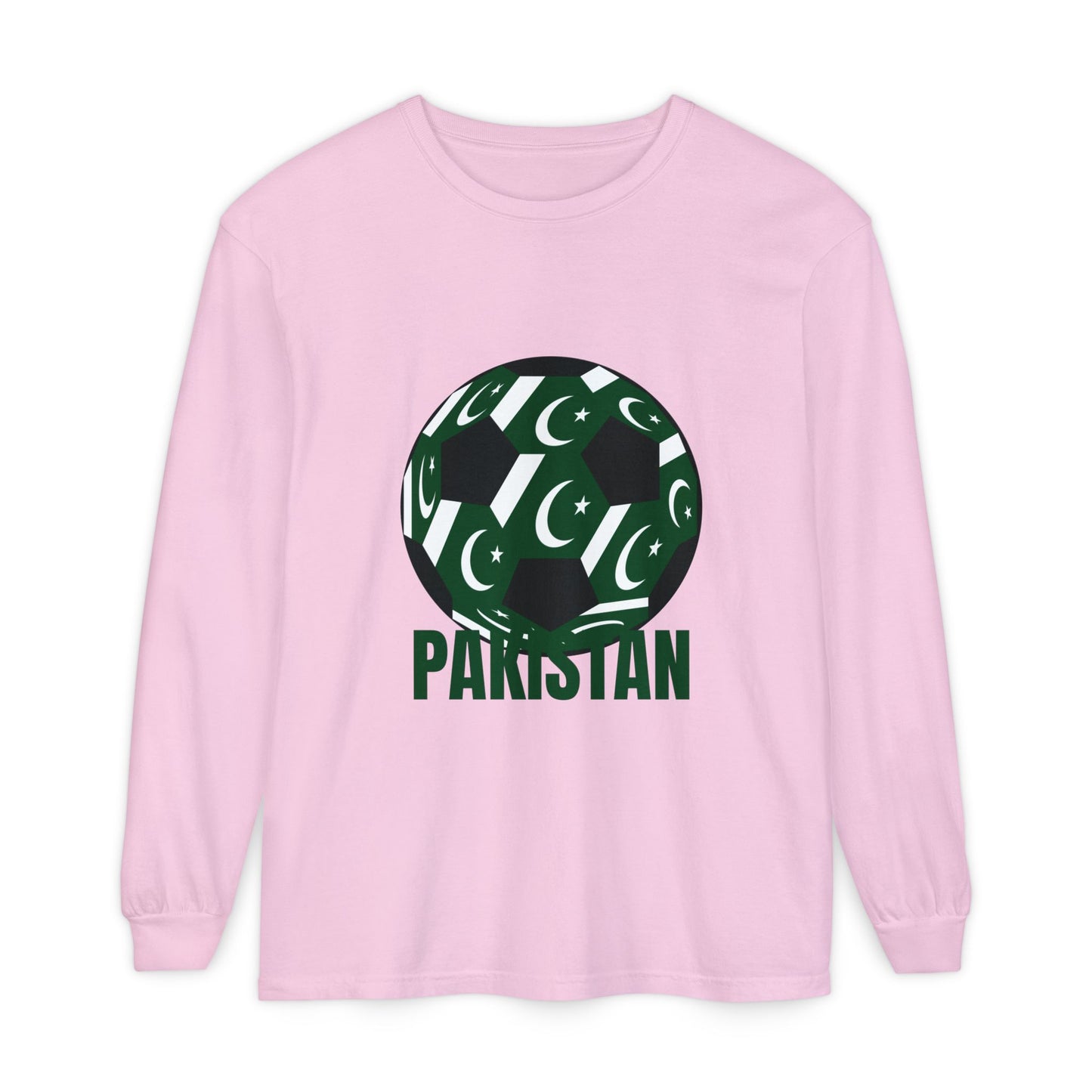 Pakistan Fan Specialty Soccer Ball Design T Shirt  Long Sleeve Tee