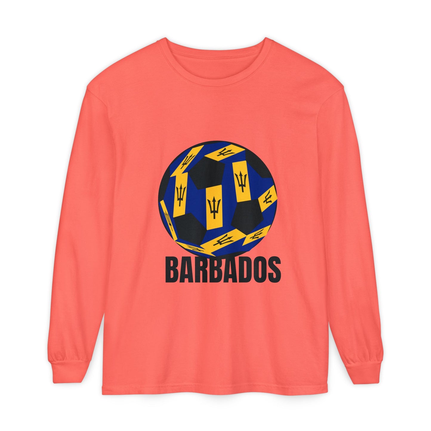 Barbados Fan Specialty Soccer Ball Design Long Sleeve Tee