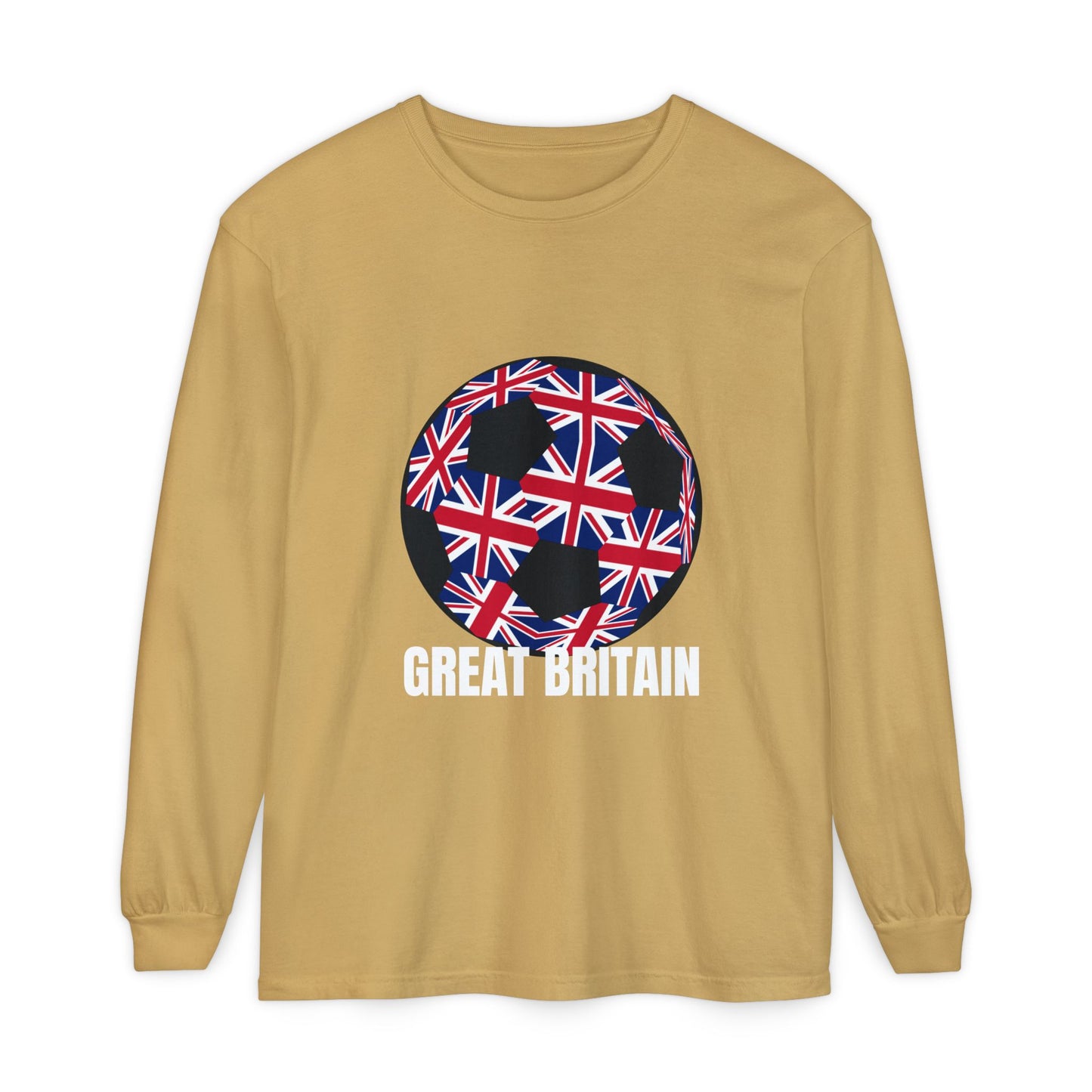 Great Britain Fan Specialty Soccer Ball Design Long Sleeve Tee