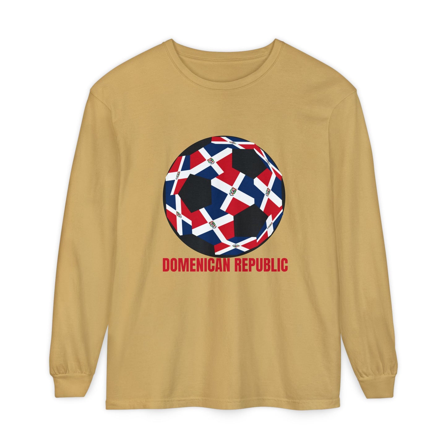 Domenican Republic Fan Specialty Soccer Ball Design Long Sleeve Tee