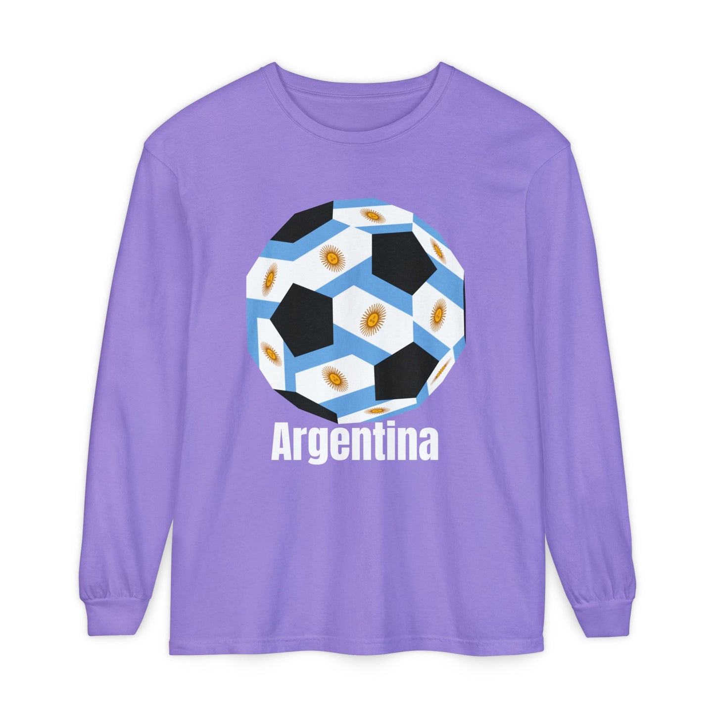 Argentina Fan Specialty Soccer Ball Design Long Sleeve Shirt