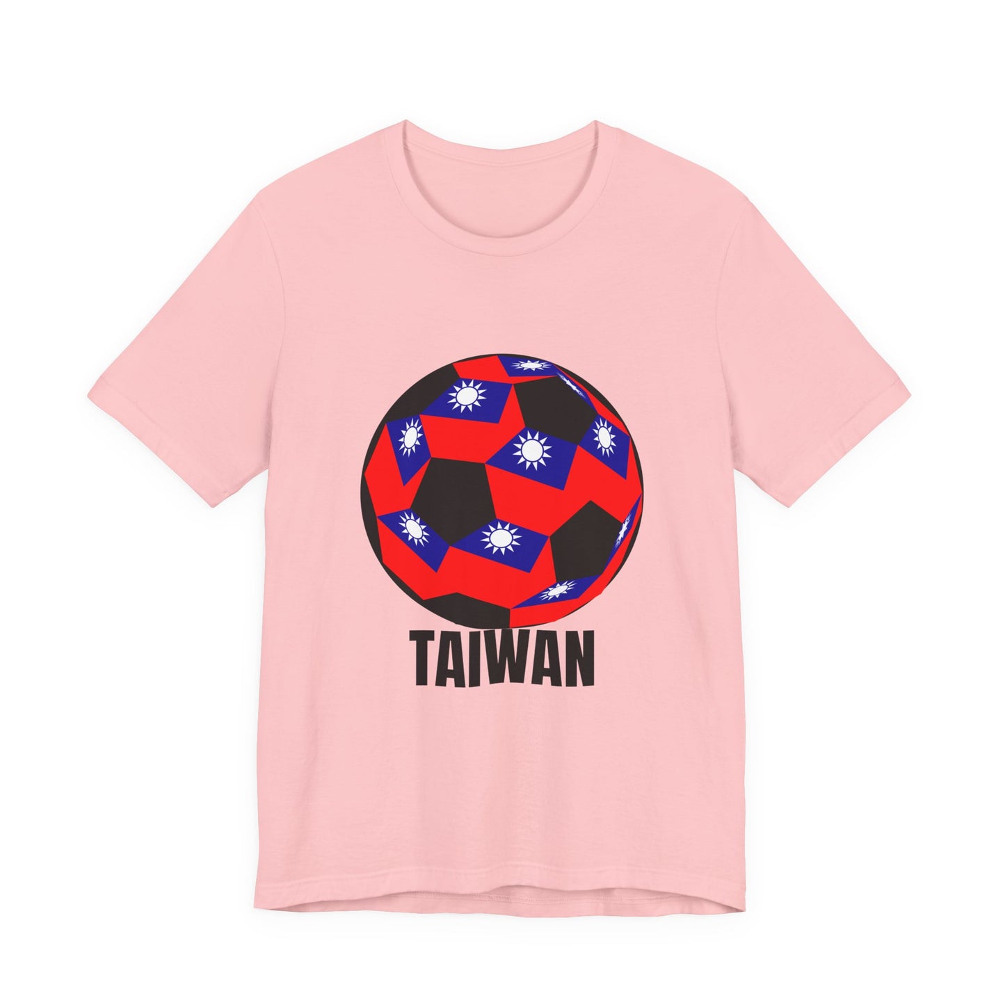 Taiwan Flag Soccer Ball T‑Shirt Black Text