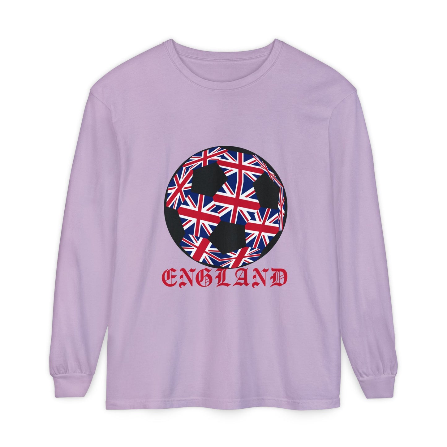 Old English Style Specialty Soccer Ball Design Long Sleeve Tee
