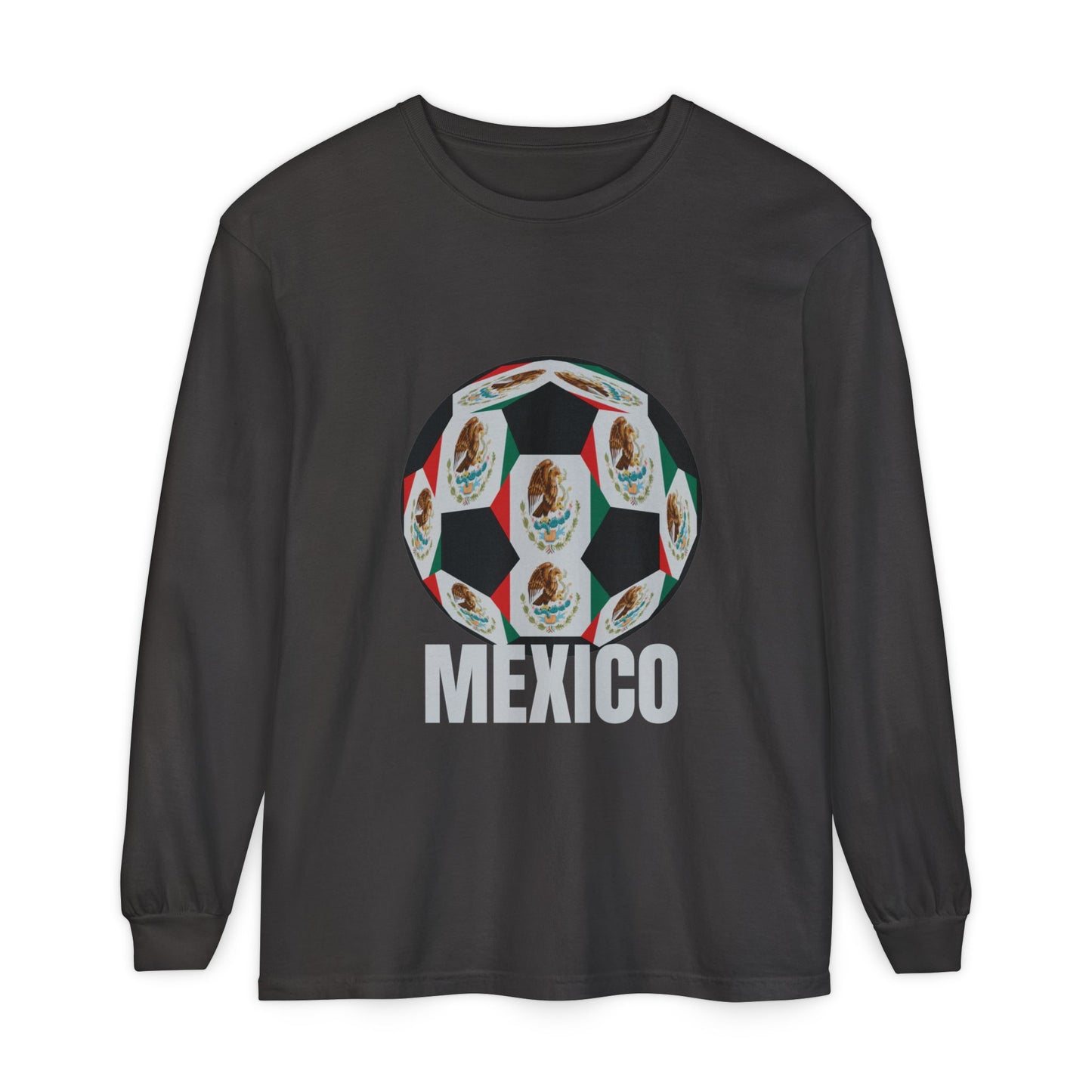 Mexico Fan Specialty Soccer Ball Design Long Sleeve Tee