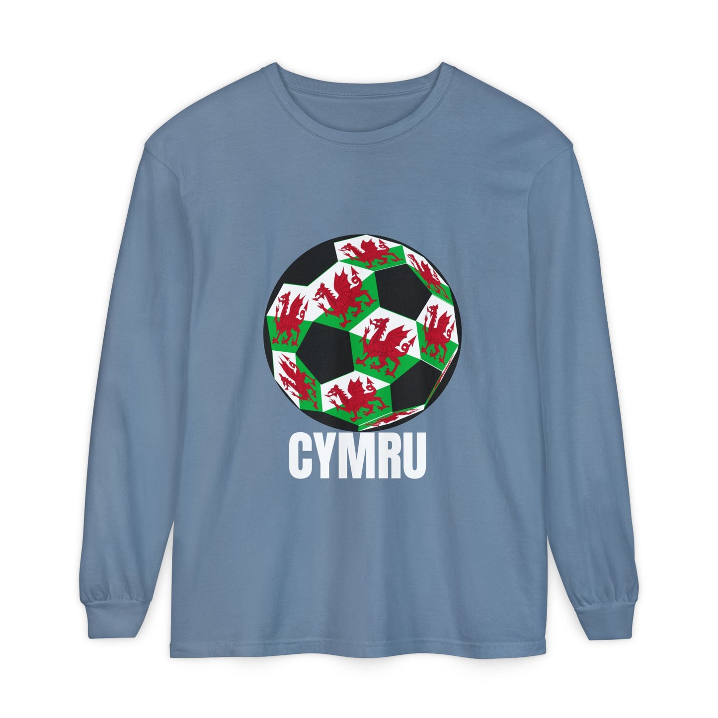 Cymru Fan Specialty Soccer Ball Design Long Sleeve T-Shirt