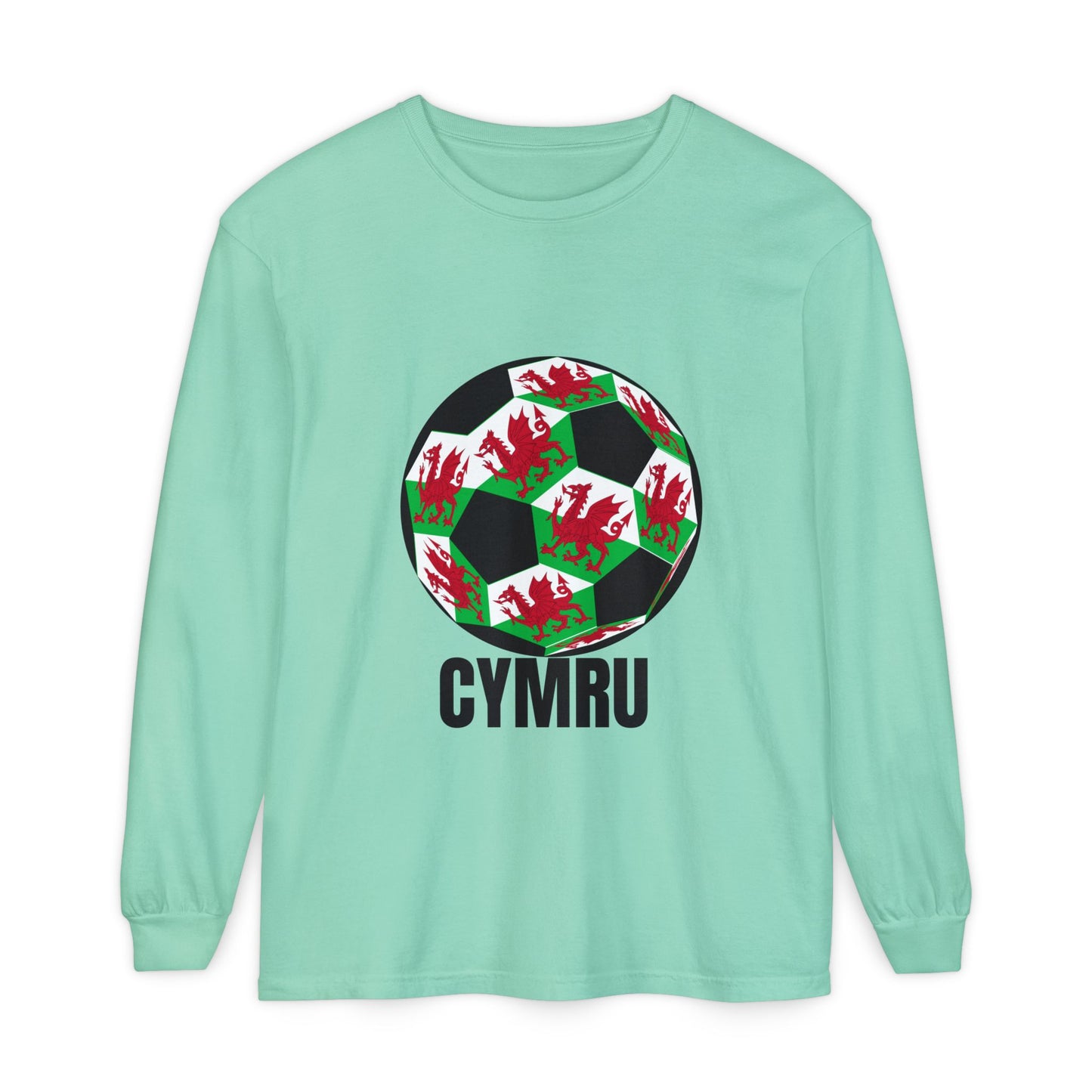 Cymru Fan Specialty Soccer Ball Design Long Sleeve Tee