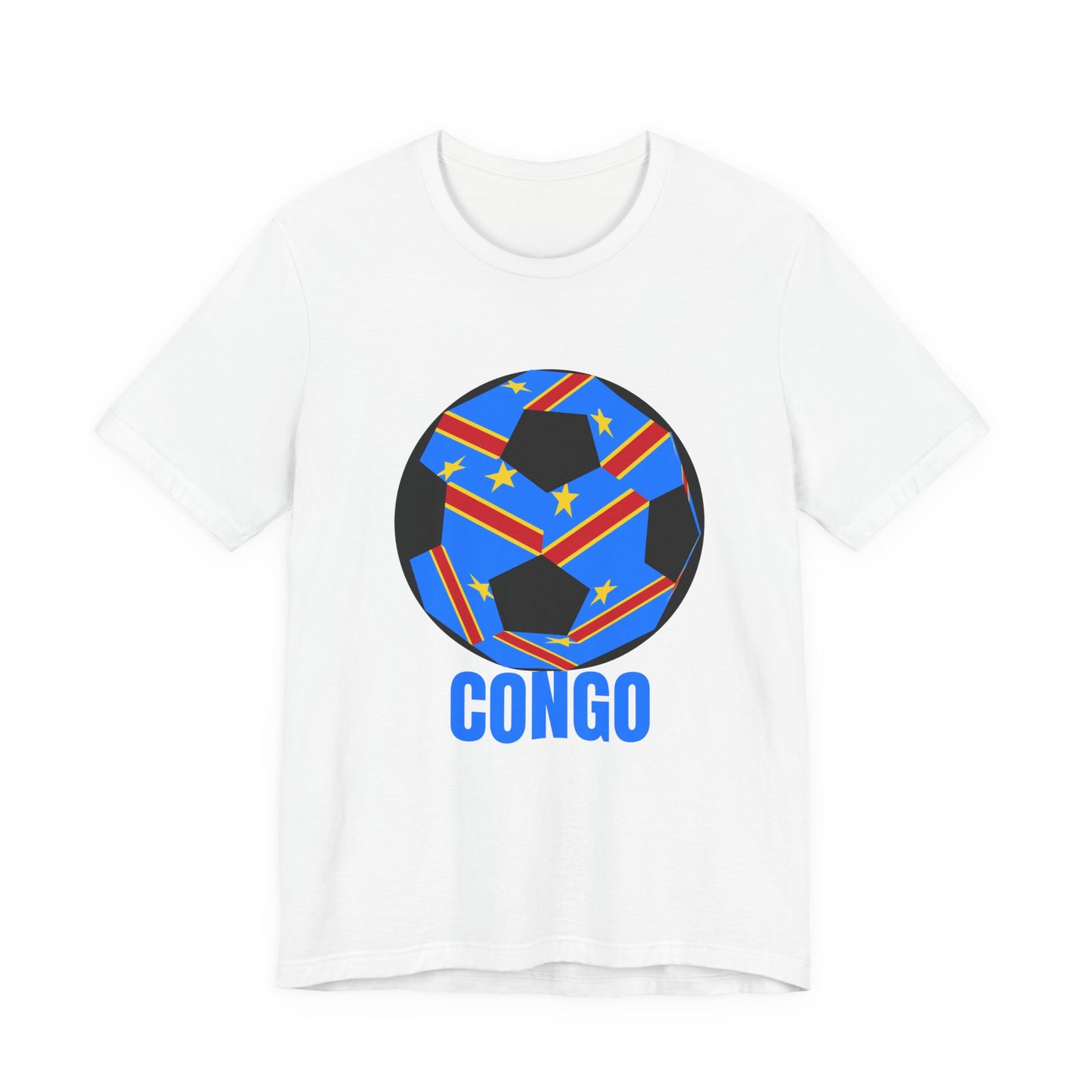 Congo Fan Specialty Soccer Ball Design T Shirt Blue Text