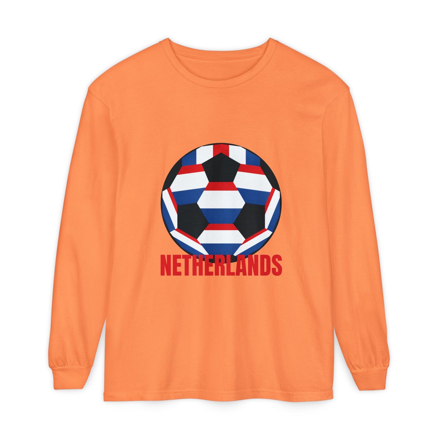 Netherlands Fan Specialty Soccer Ball Design Long Sleeve Tee