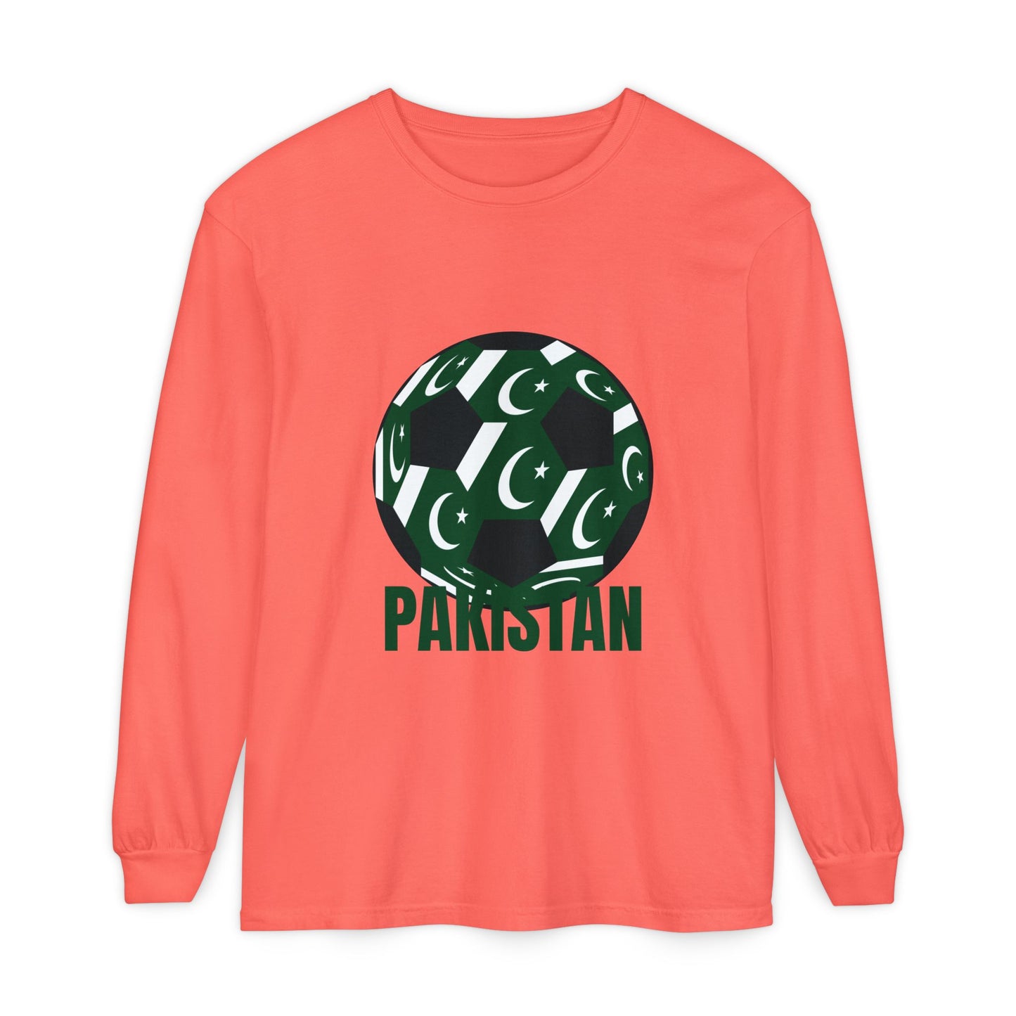 Pakistan Fan Specialty Soccer Ball Design T Shirt  Long Sleeve Tee