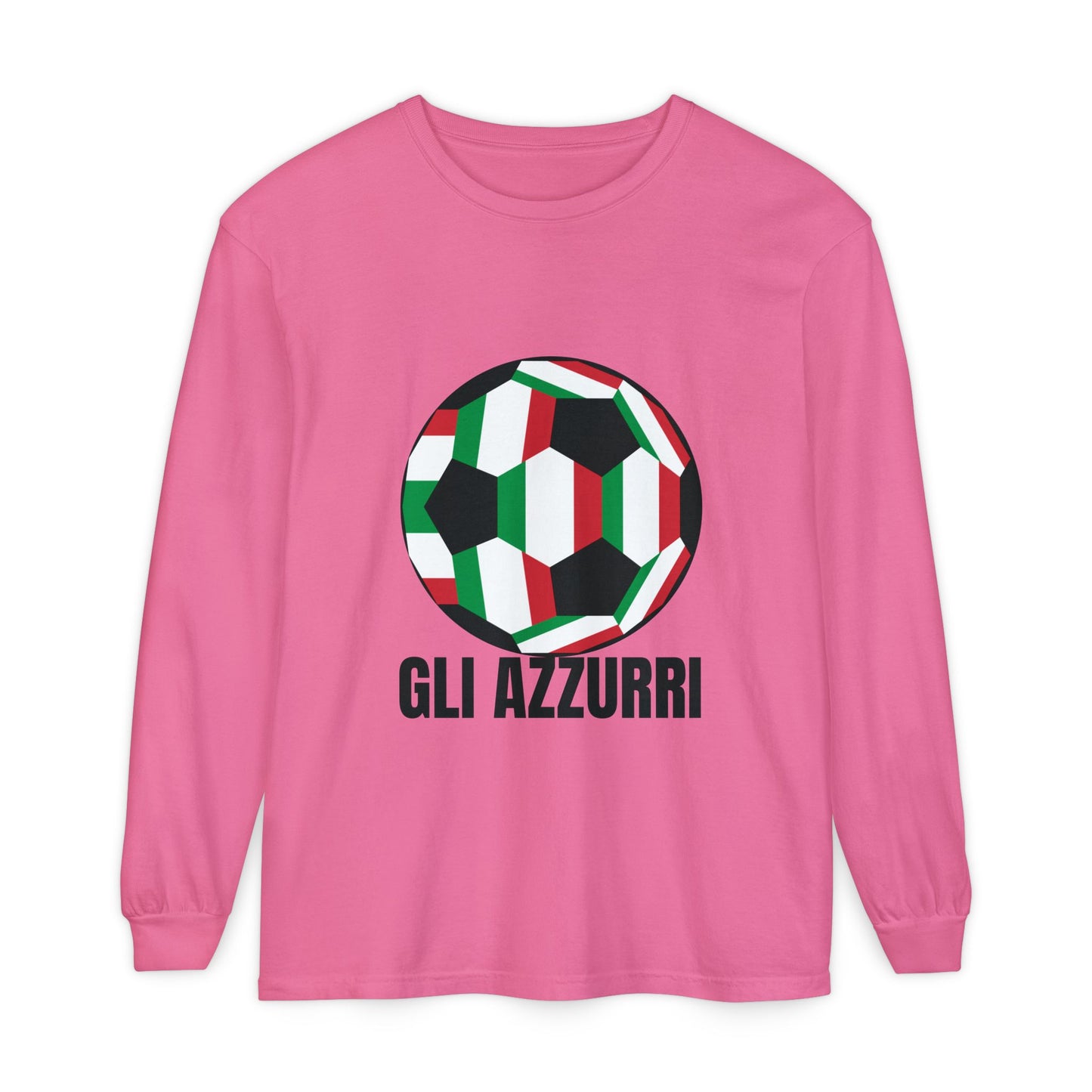 Gli Azzurri Fan Specialty Soccer Ball Design Long Sleeve Tee