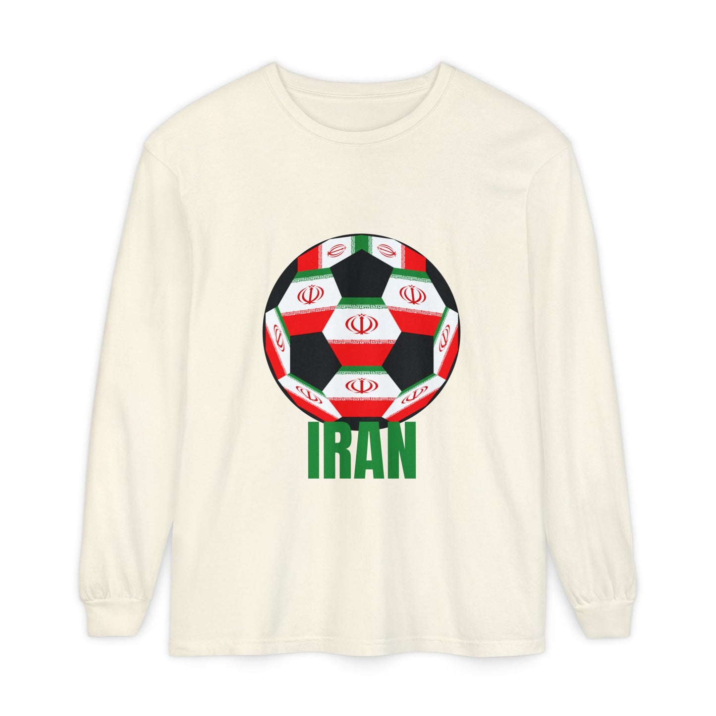 Iran Fan Specialty Soccer Ball Design Long Sleeve Tee