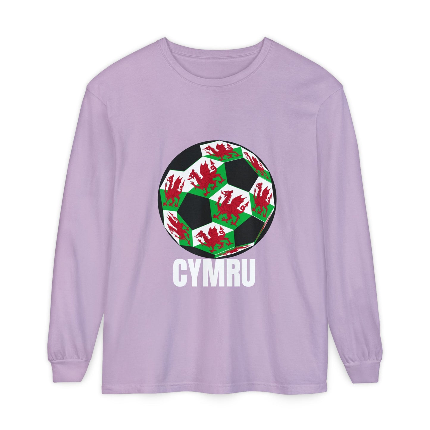 Cymru Fan Specialty Soccer Ball Design Long Sleeve T-Shirt