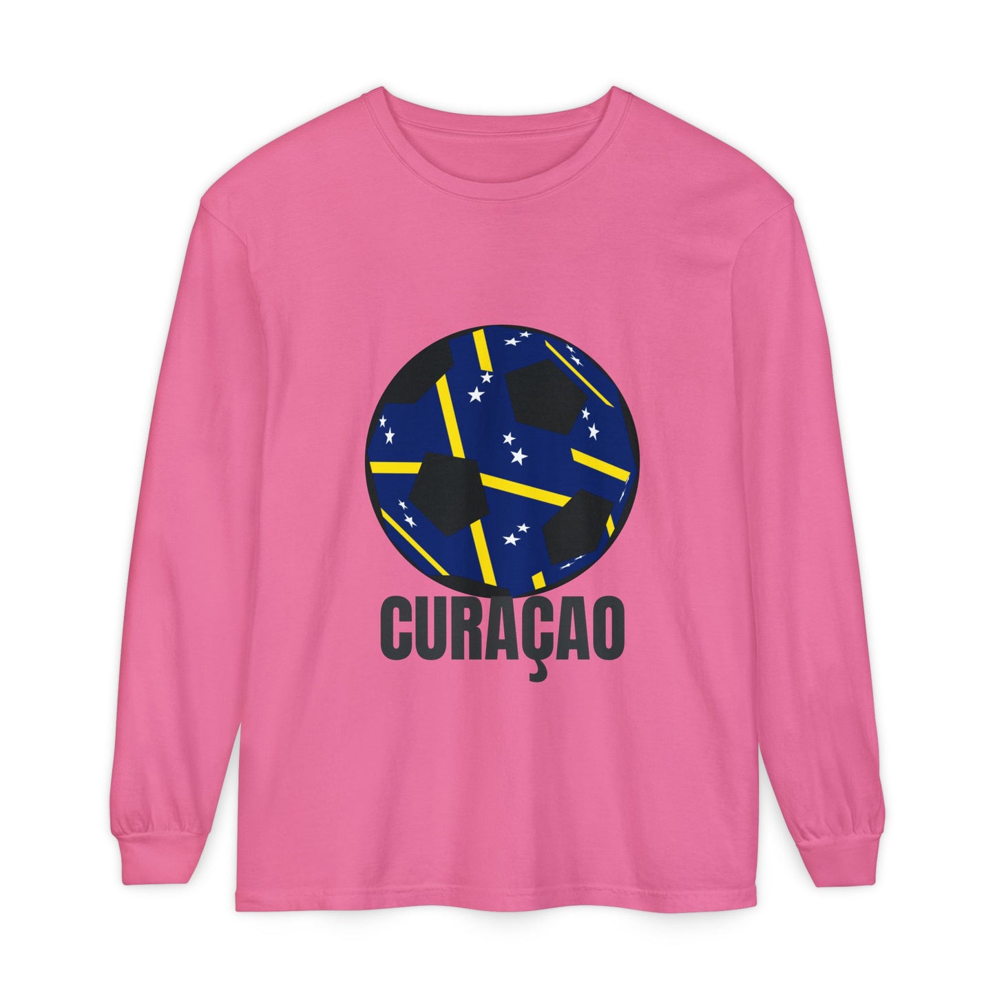 Curacao Fan Specialty Soccer Ball Design Long Sleeve Tee
