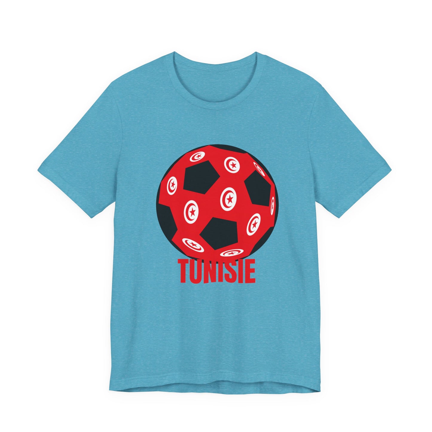 Tunisie Fan Specialty Soccer Ball Design T Shirt Tee Red Text