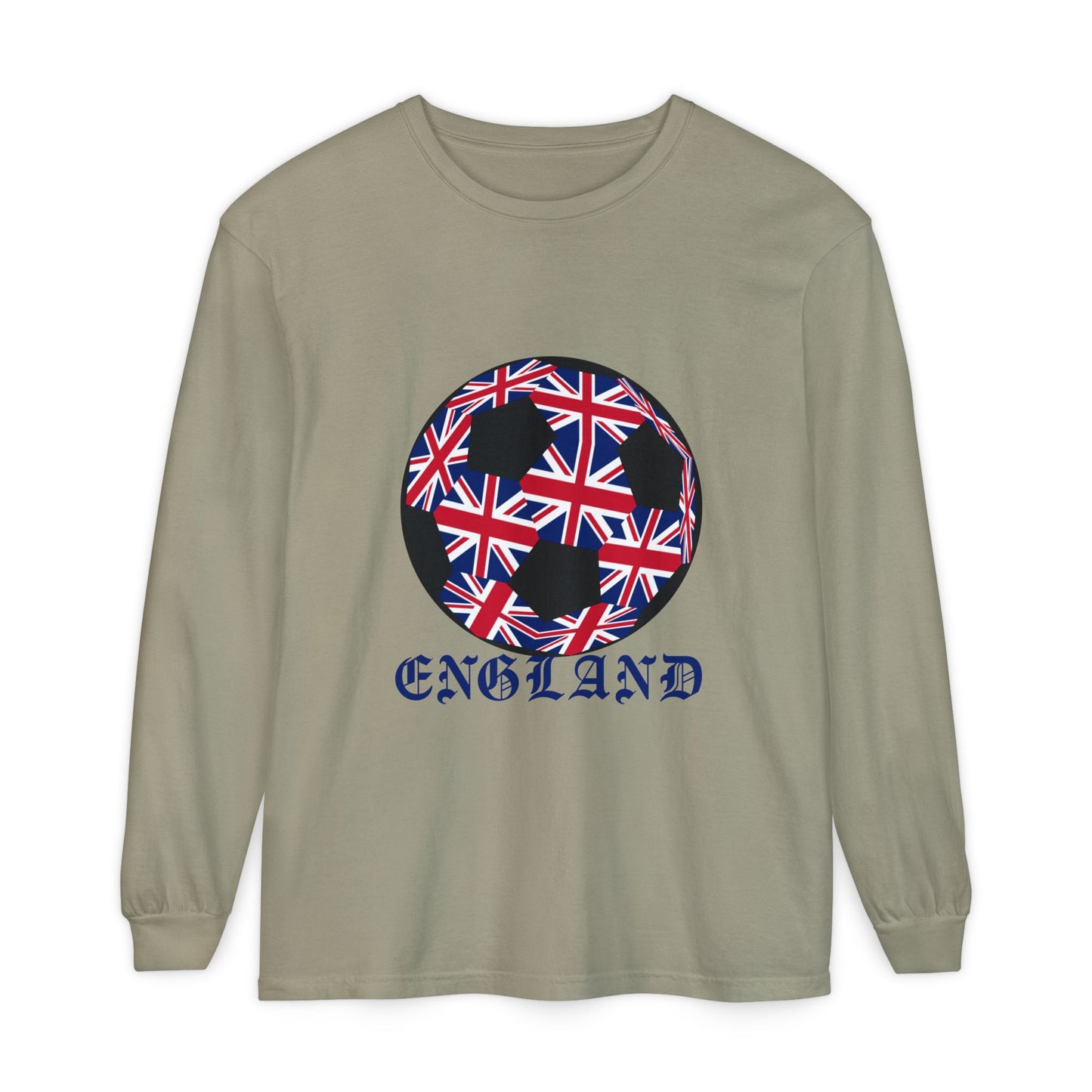 Old English Style Specialty Soccer Ball Design Long Sleeve Tee
