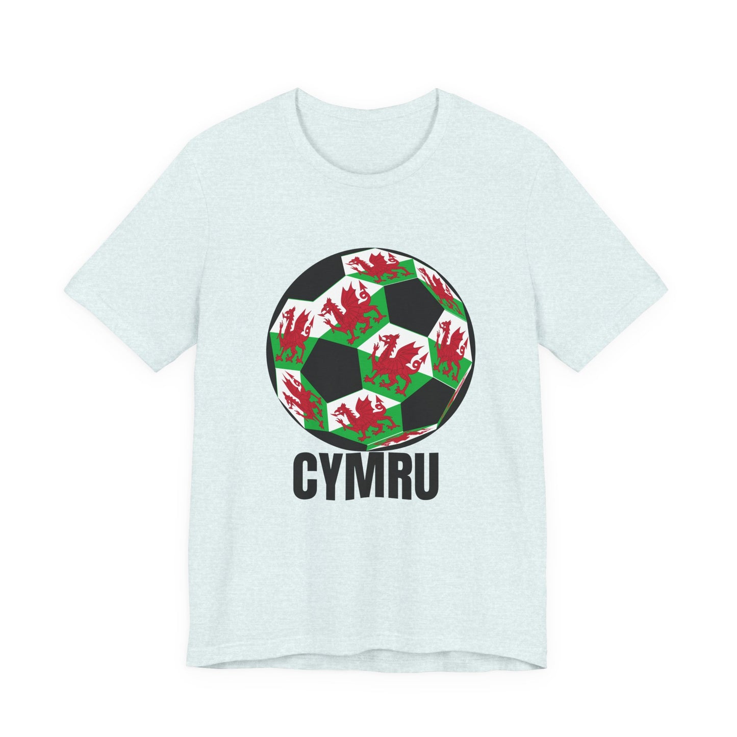 Cymru Fan Specialty Soccer Ball Design T Shirt Black Text