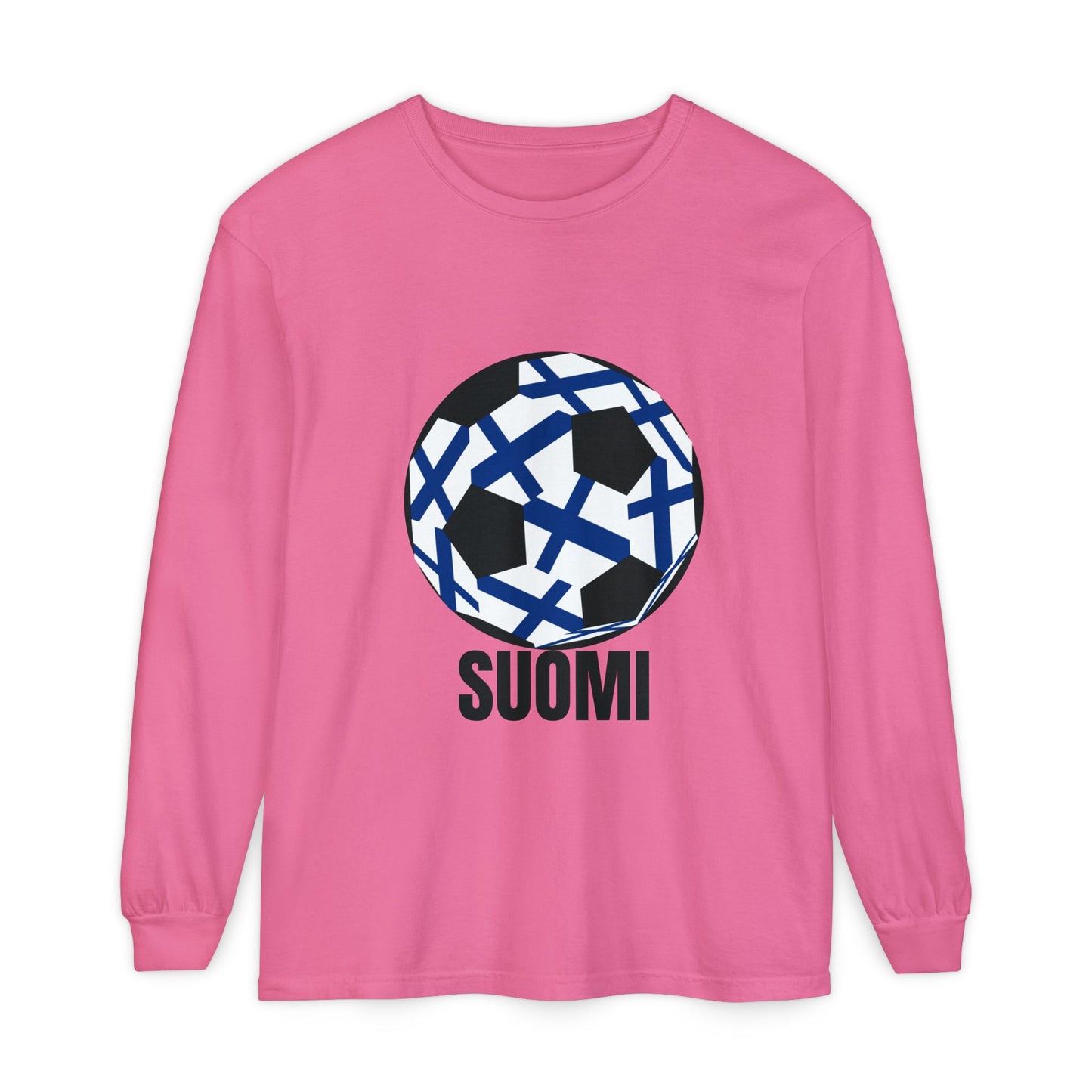Finland Fan Specialty Soccer Ball Design Long Sleeve T-Shirt
