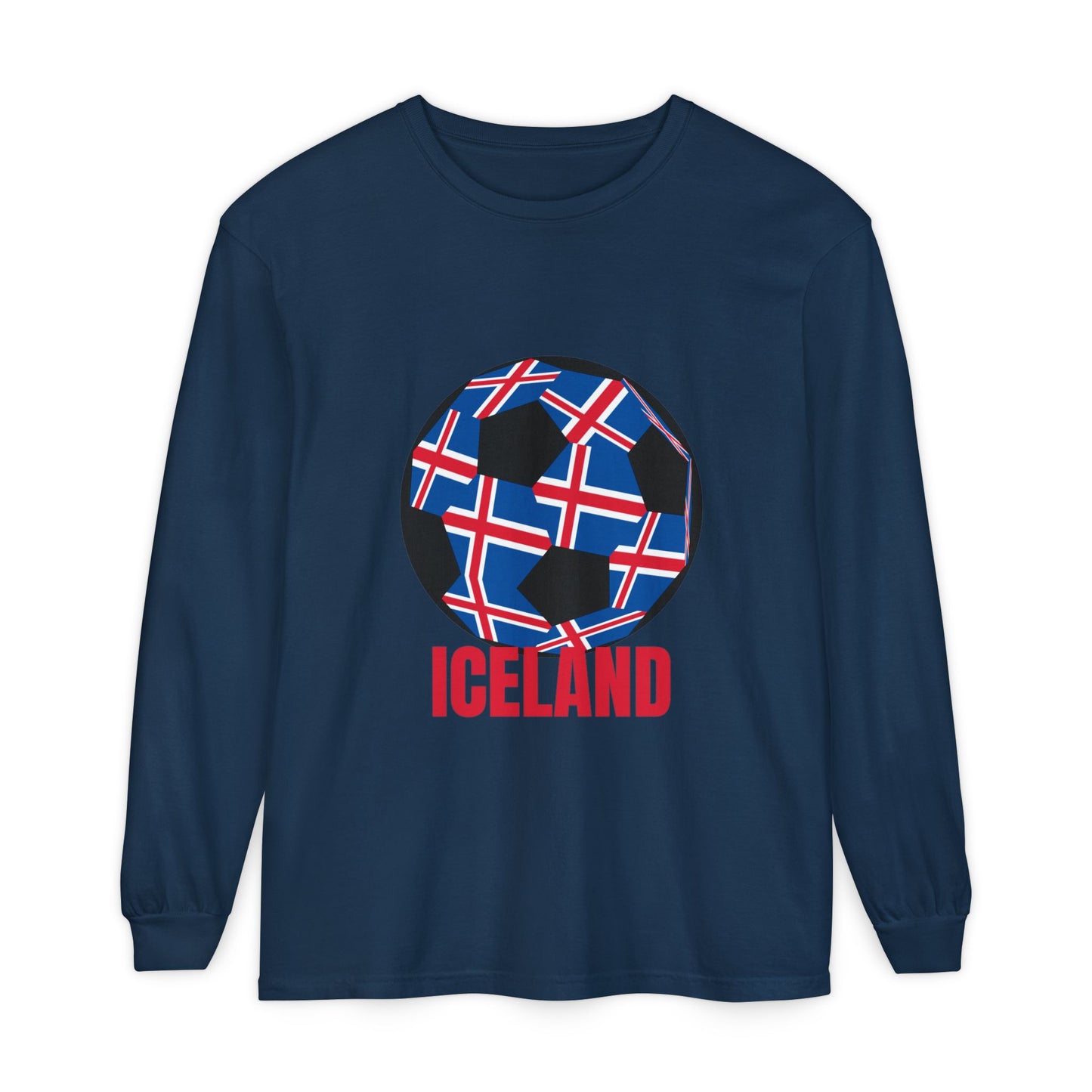 Iceland Fan Specialty Soccer Ball Design Long Sleeve Tee