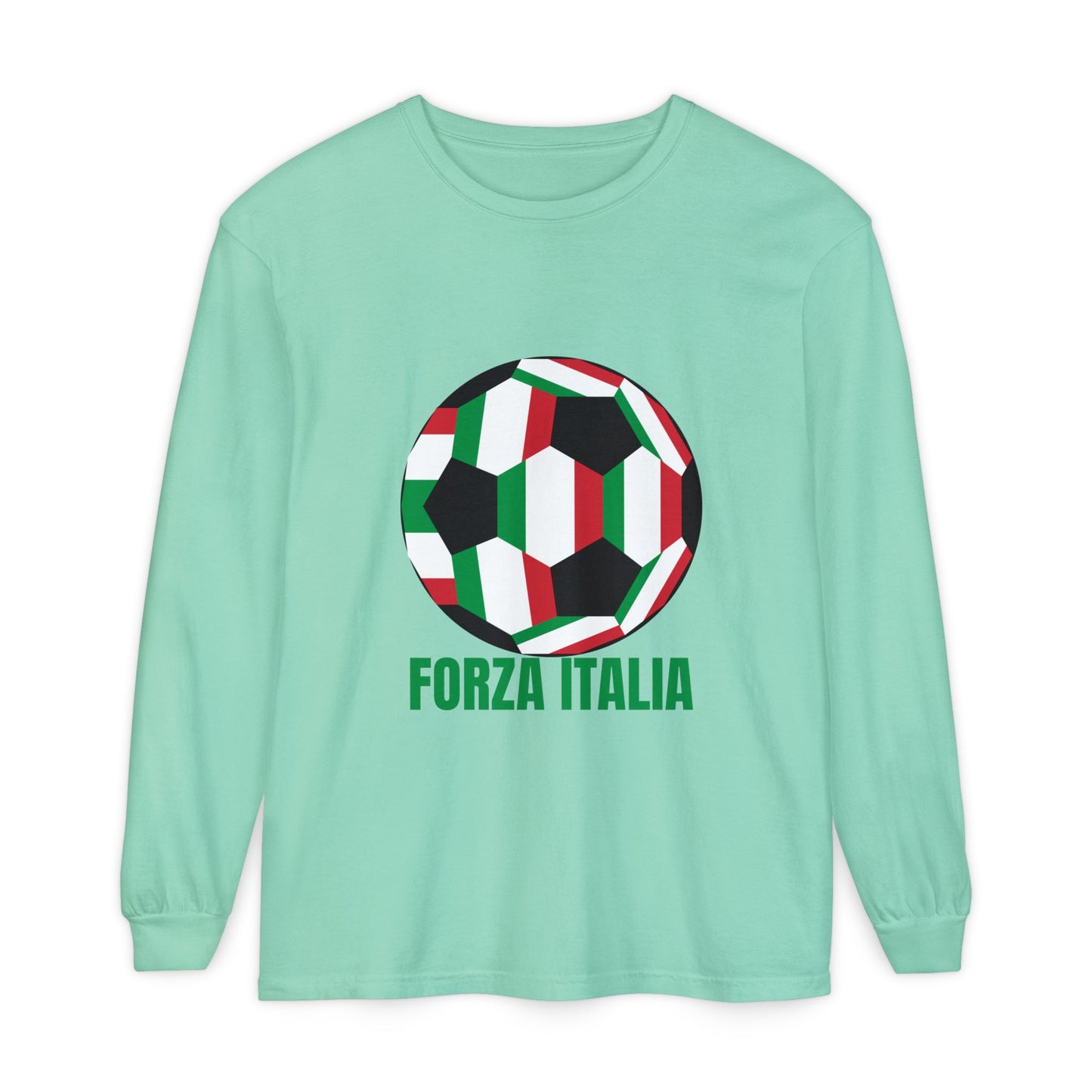 Forza Italia Fan Specialty Soccer Ball Design Long Sleeve Tee