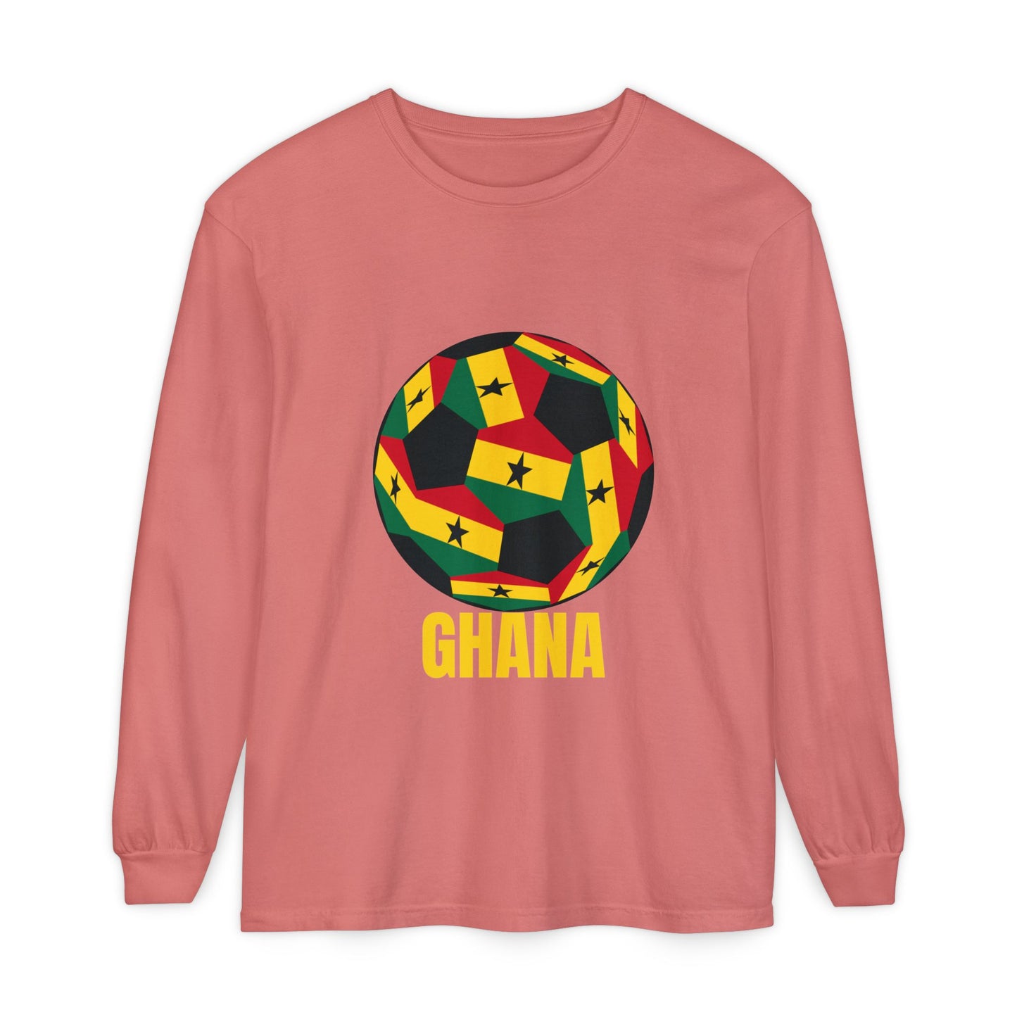 Ghana Fan Specialty Soccer Ball Design Long Sleeve Tee
